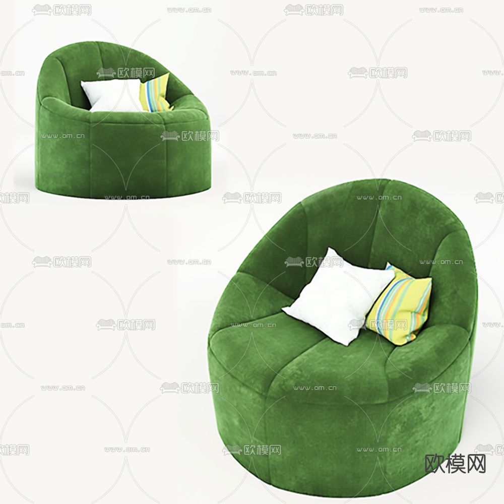 现代布艺单人沙发免费3d模型下载