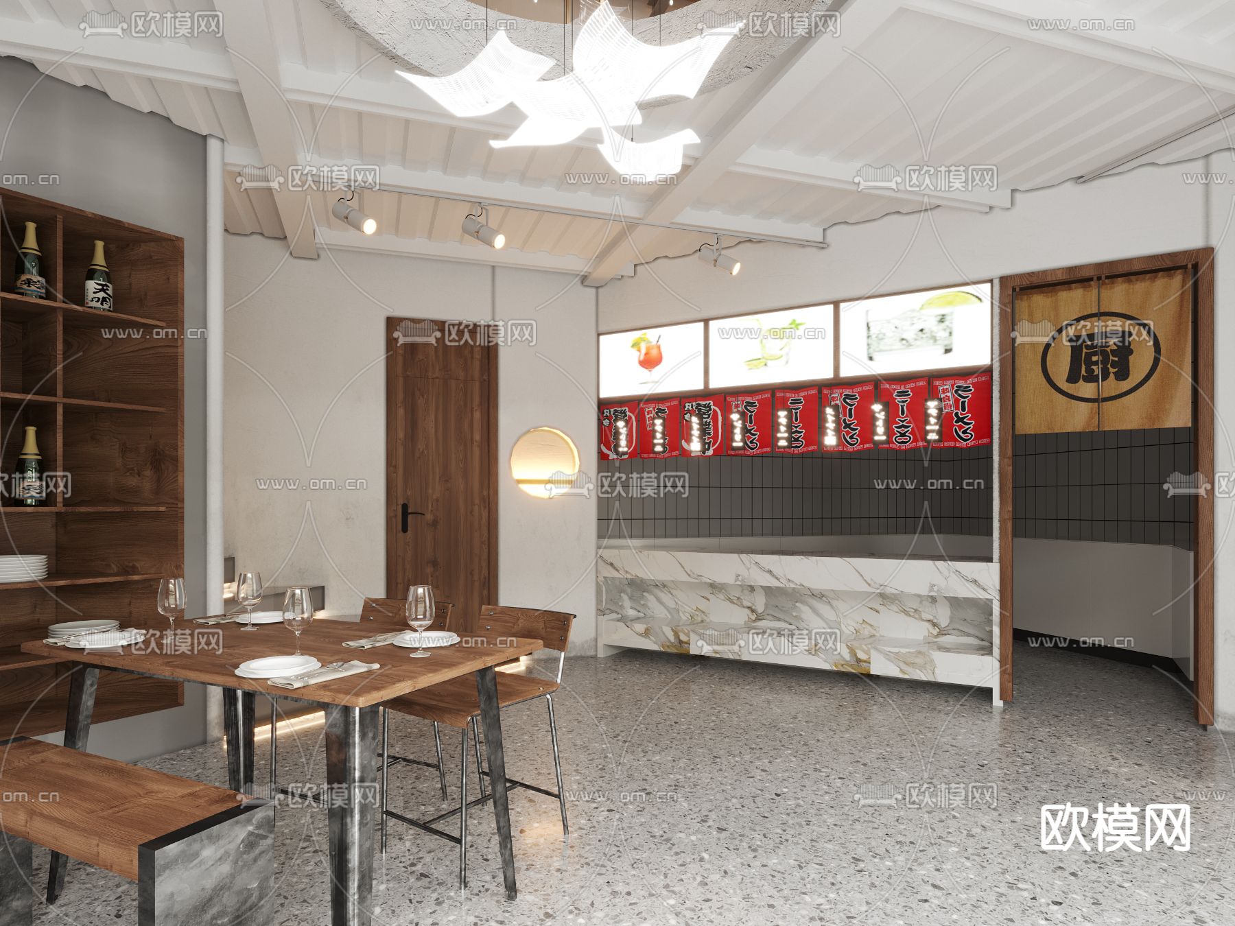 日式料理餐厅3d模型下载（渲染图4）