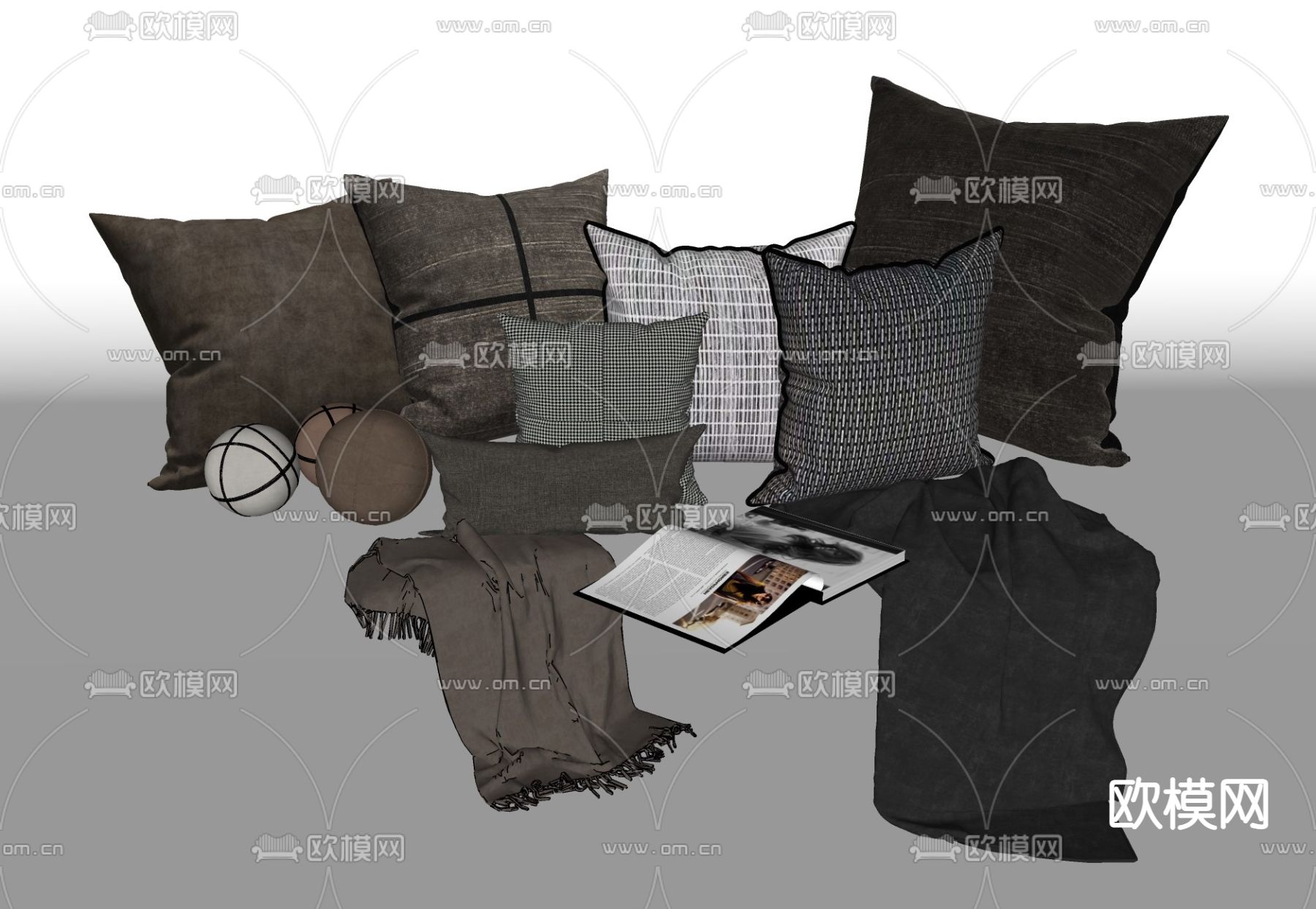 北欧抱枕su模型下载（渲染图2）