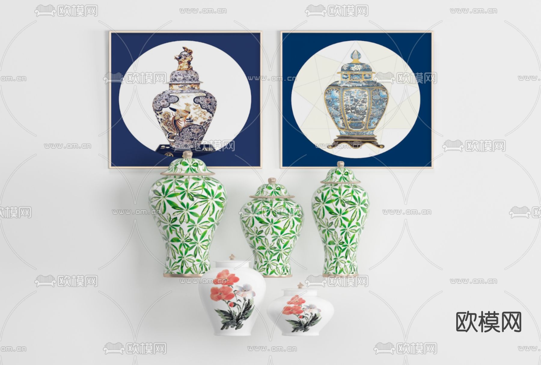 新中式陶瓷器皿免费3d模型下载