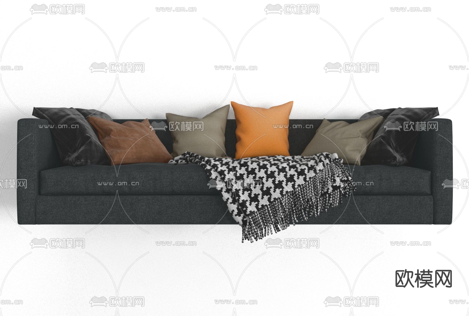 北欧布艺多人沙发免费3d模型下载