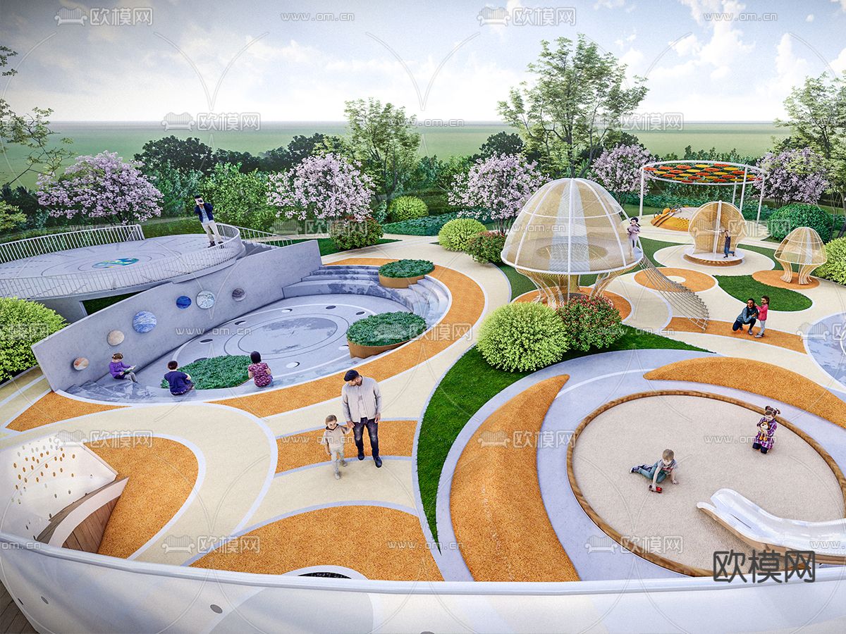 现代儿童游乐园su模型下载（渲染图2）
