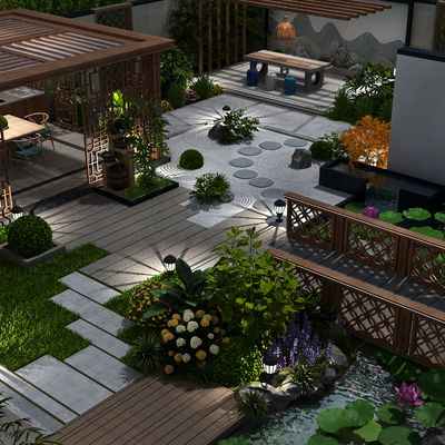 新中式别墅模型下载-3dmax模型免费下载-欧模网