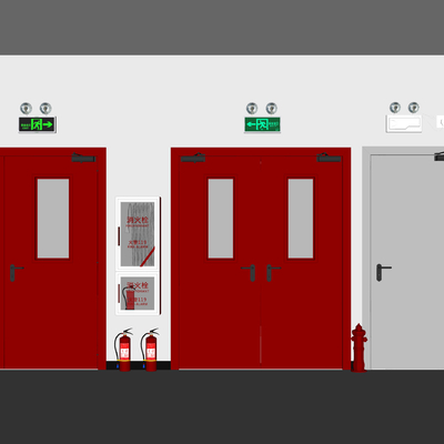  现代消防栓消防门su模型 
