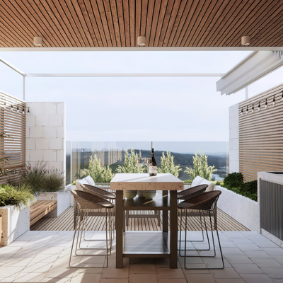  现代休闲阳台su模型 