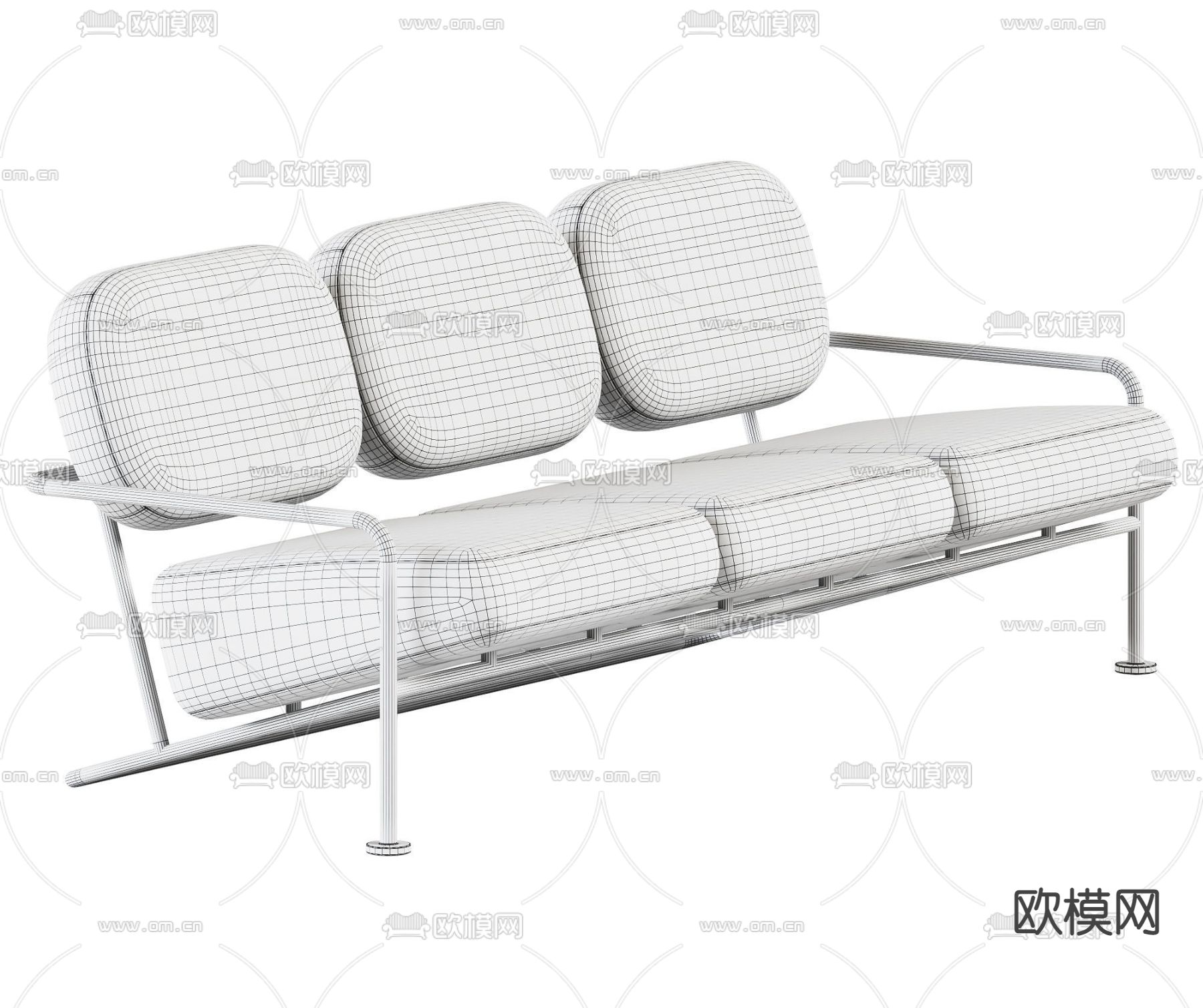 现代布艺办公沙发3d模型下载（渲染图2）