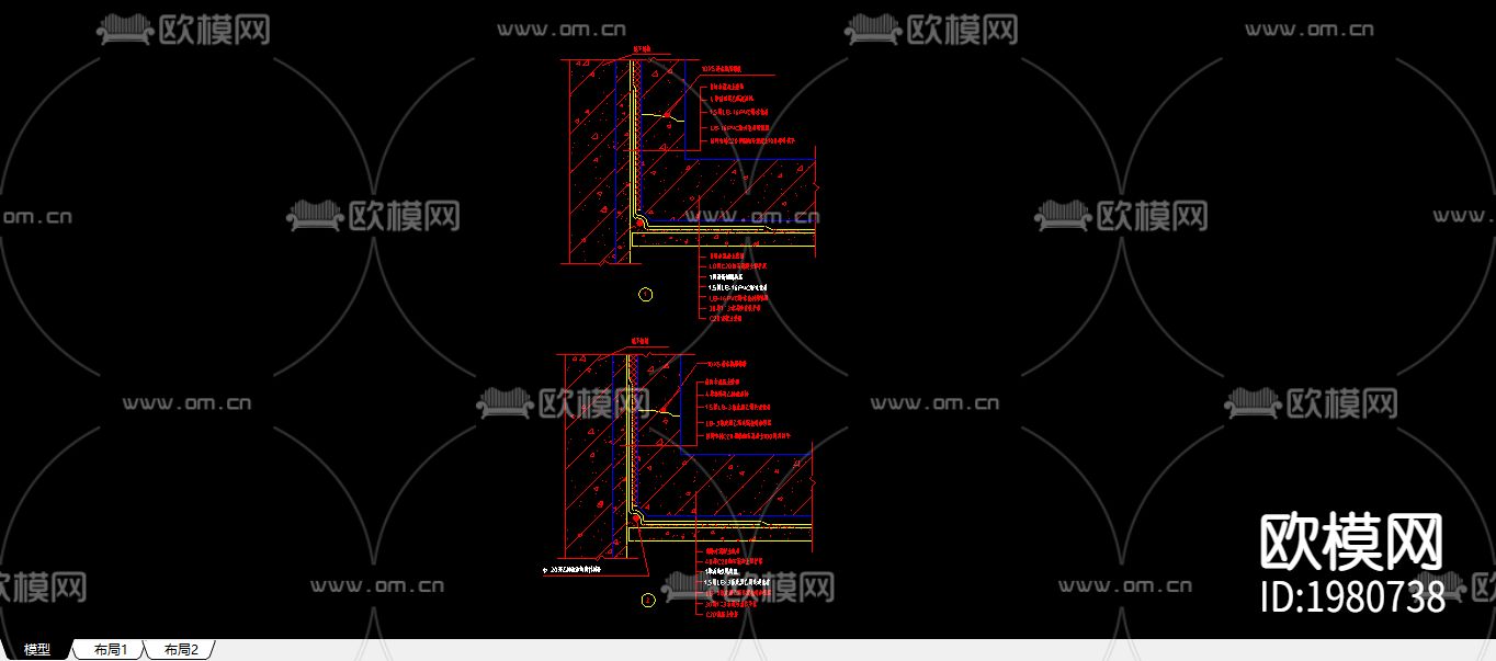 地下放水构造CAD施工图下载（渲染图1）