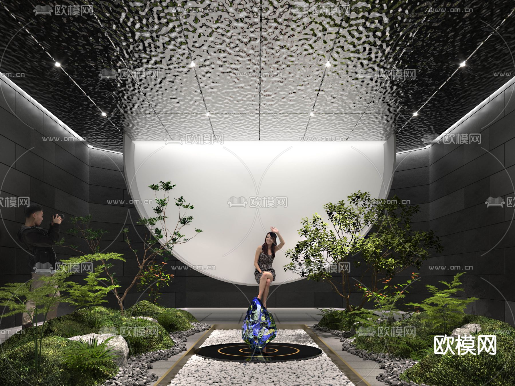 现代室内景观造景3d模型