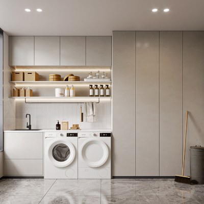  现代阳台洗衣房su模型 