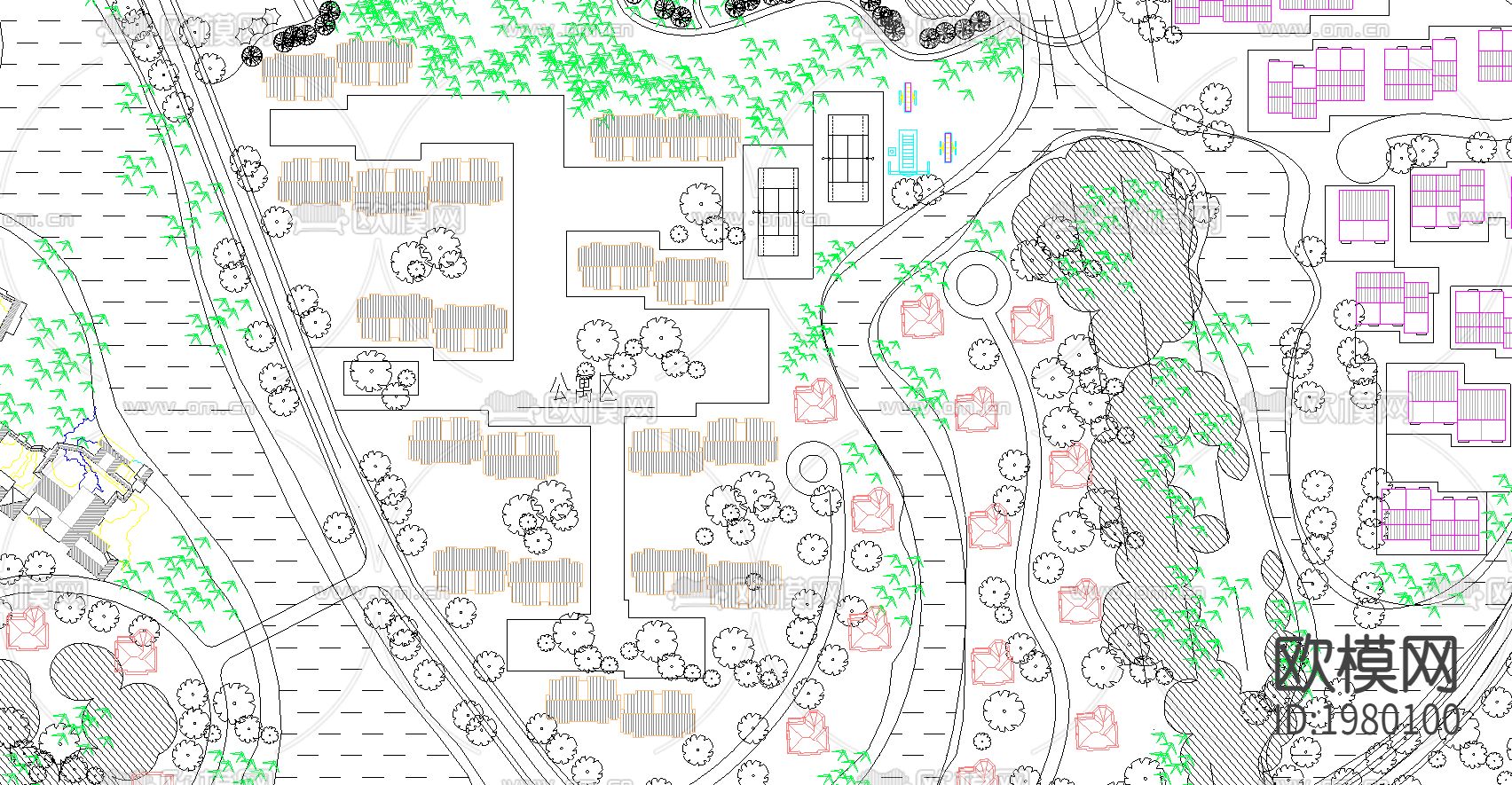 某别墅区总平面cad施工图下载（渲染图1）
