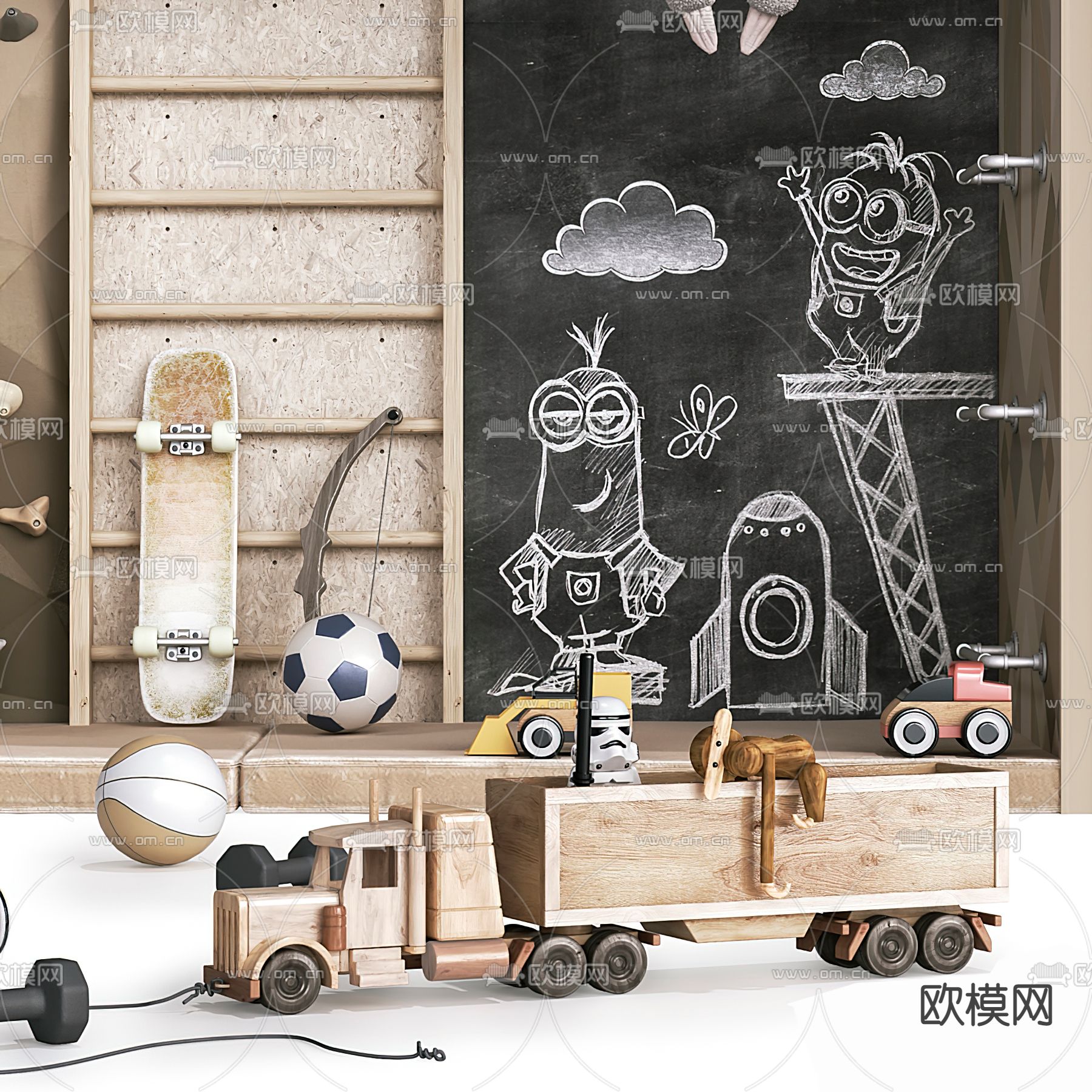 北欧儿童攀爬游乐设施3d模型