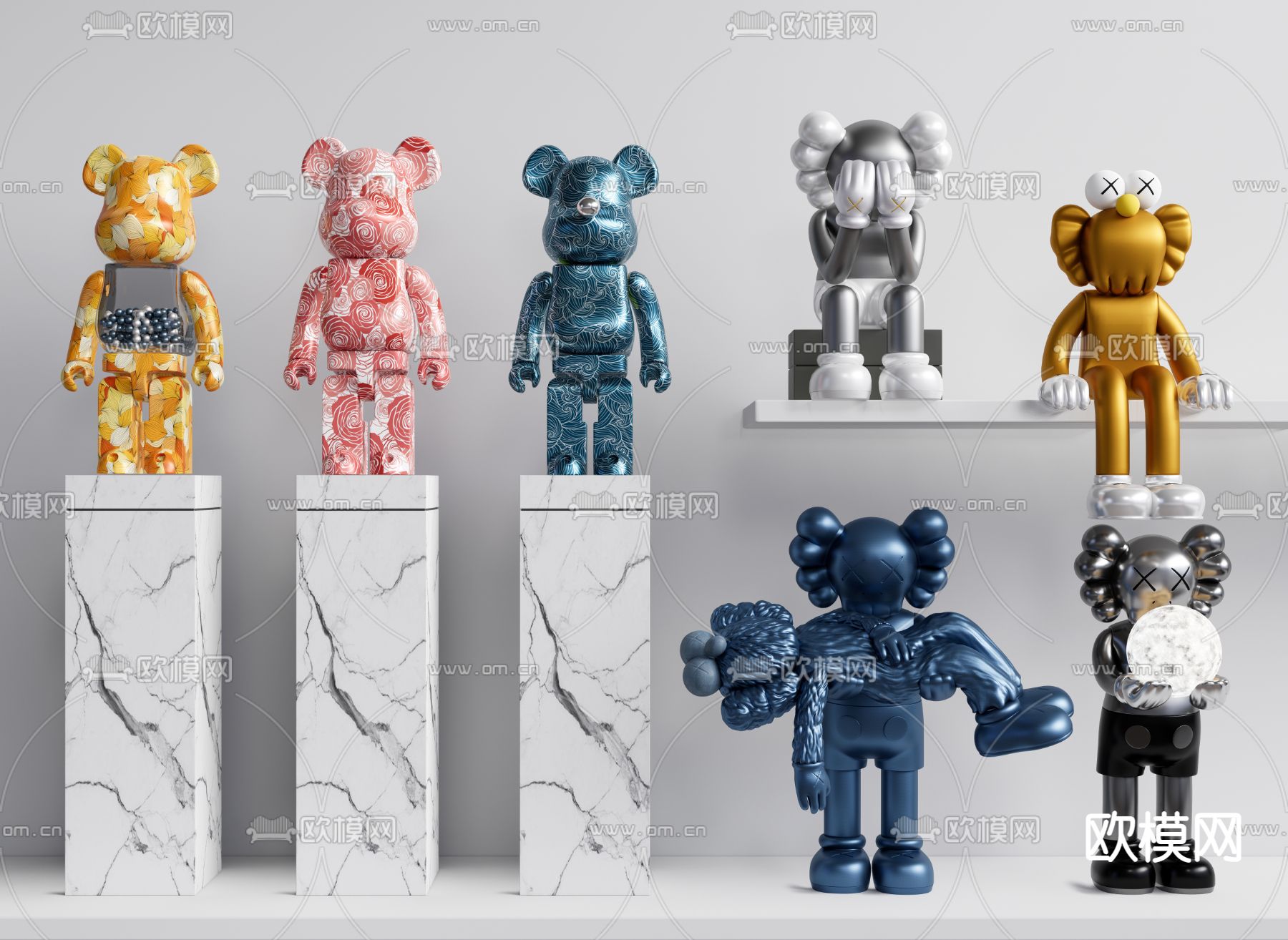 现代Kaws公仔su模型下载（渲染图1）