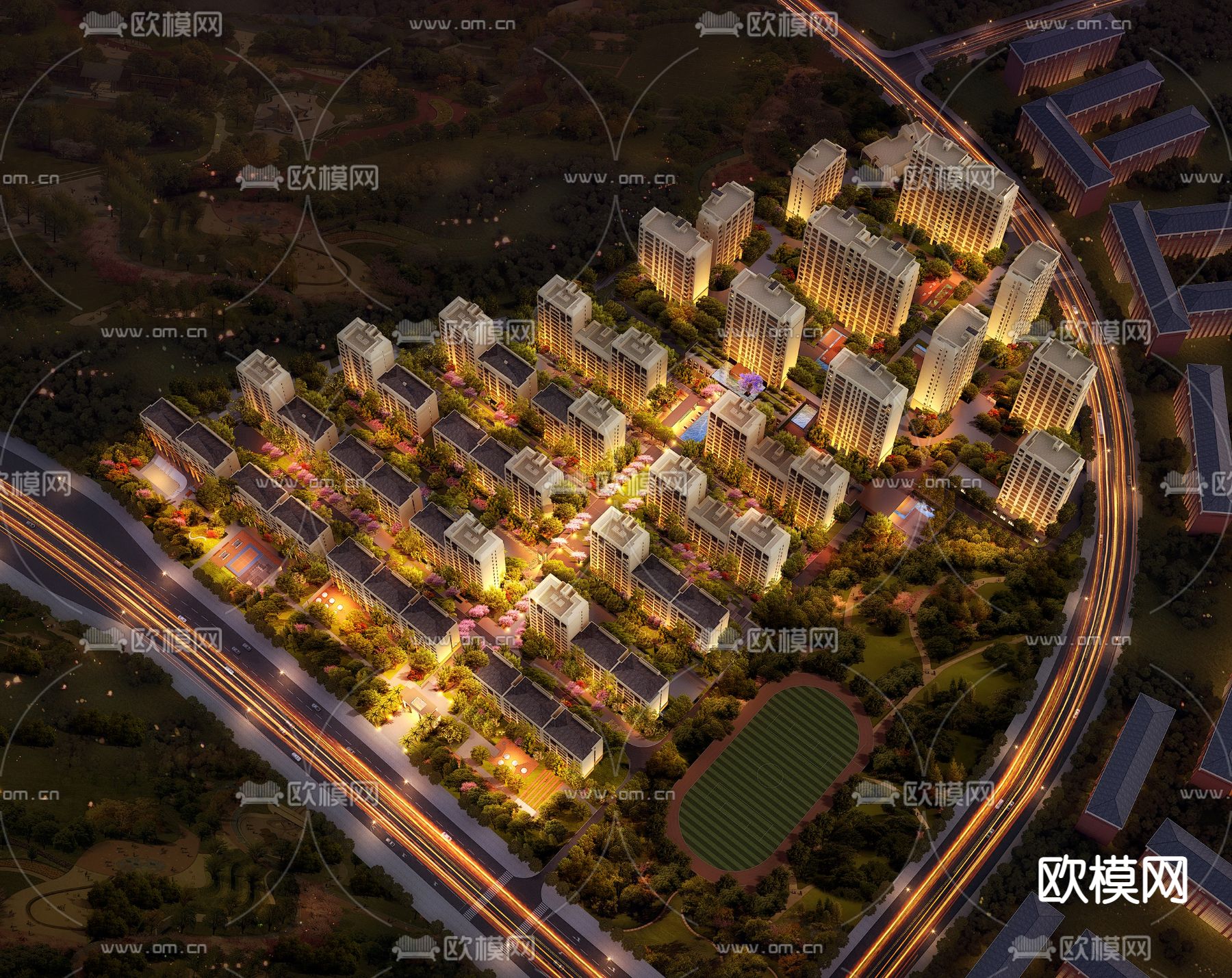 新古典住宅楼外观su模型下载（渲染图2）