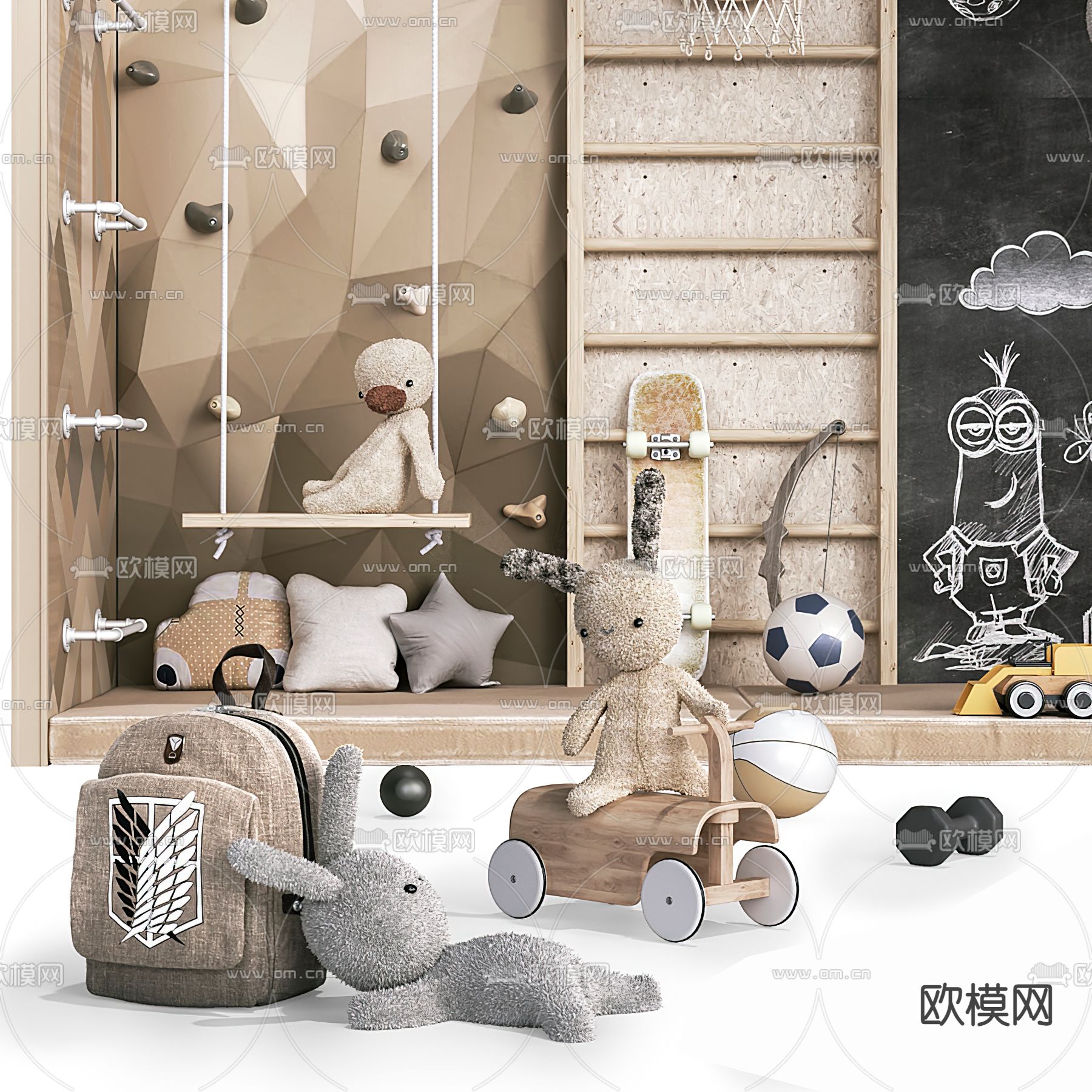 北欧儿童攀爬游乐设施3d模型