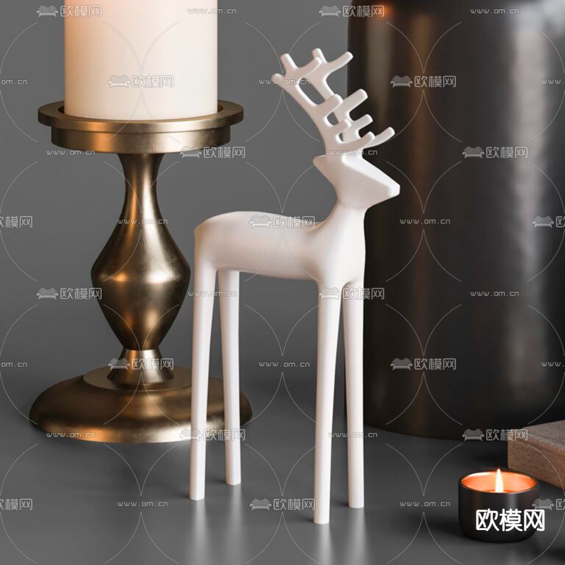 现代烛台香薰摆件3d模型