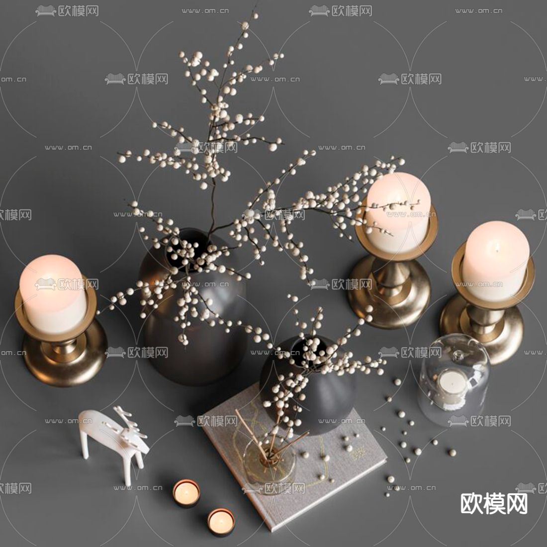 现代烛台香薰摆件3d模型