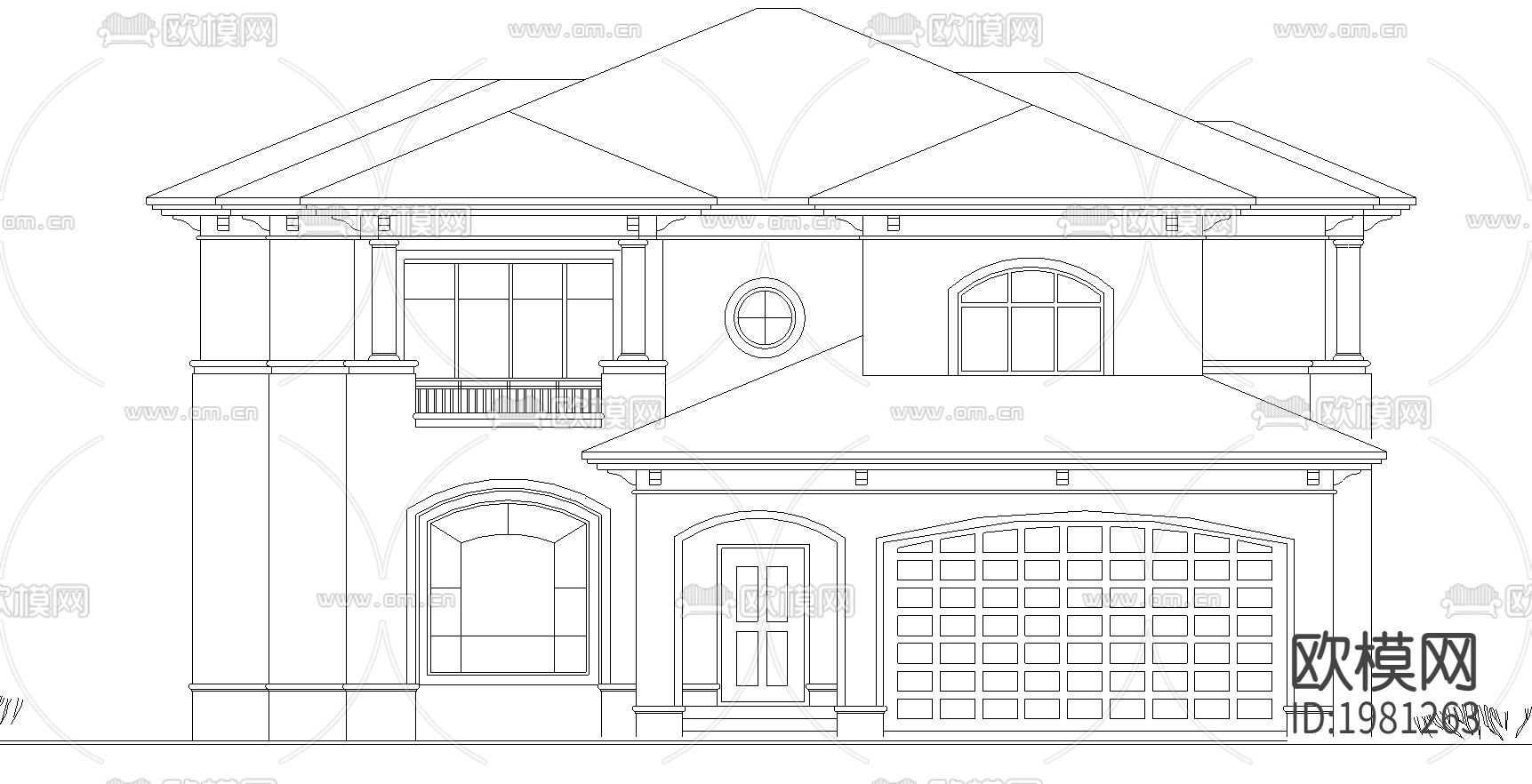 农村山区别墅施工图下载（渲染图2）