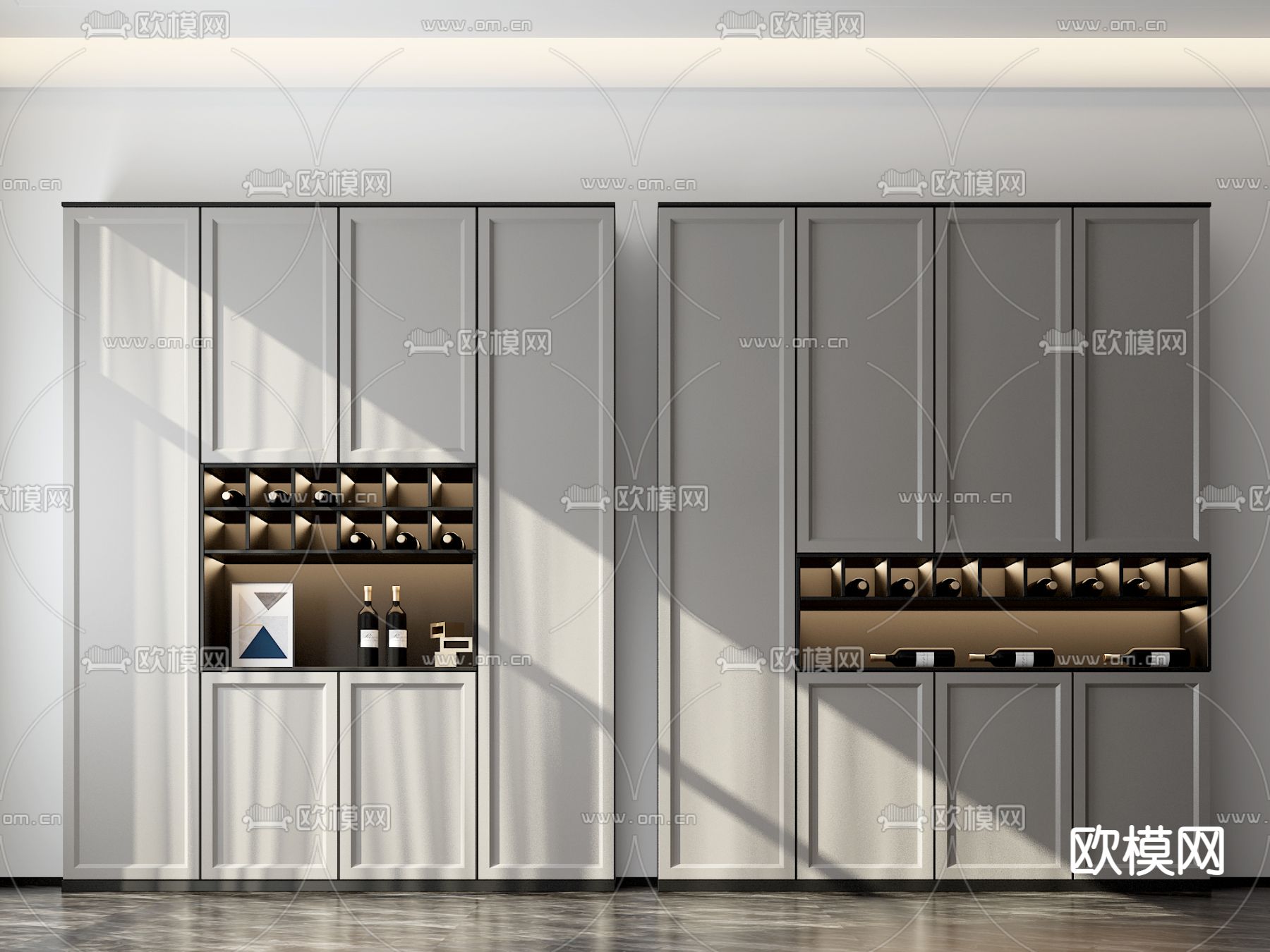 现代多功能酒柜3d模型下载