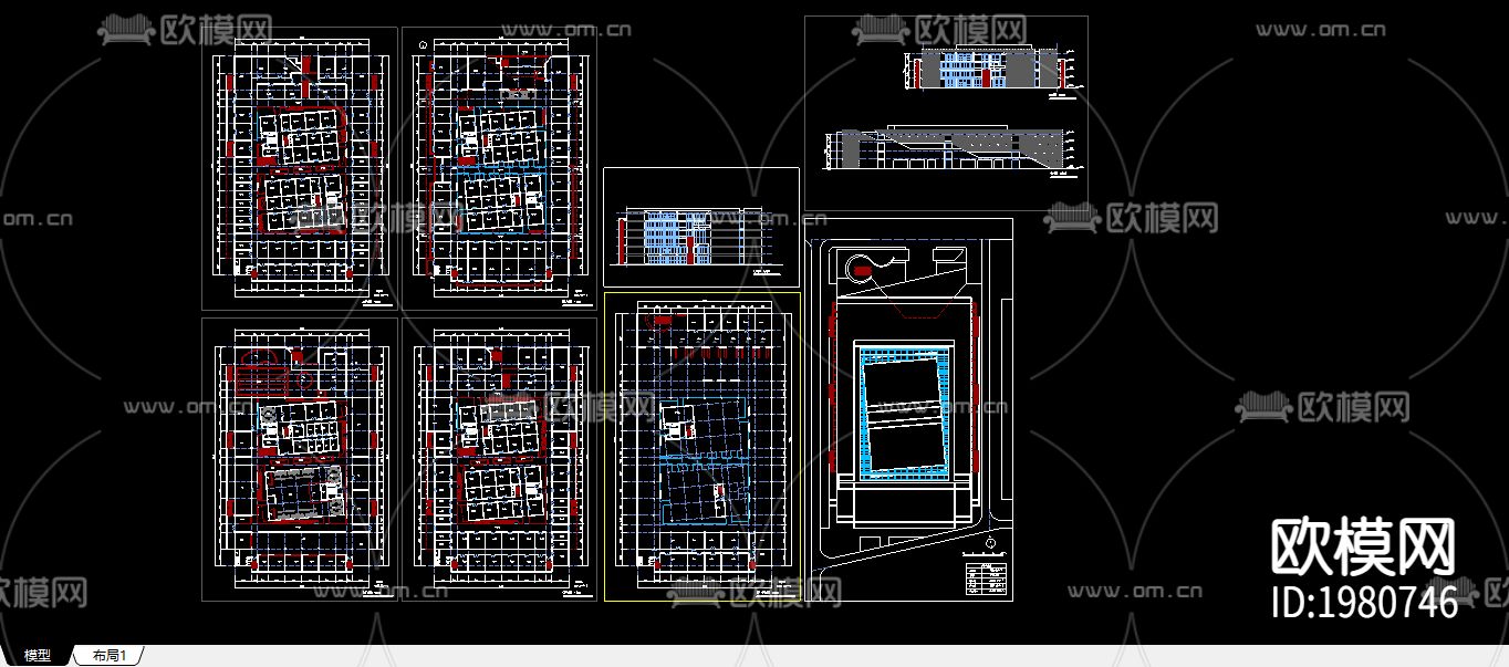 商场平立面图下载（渲染图2）