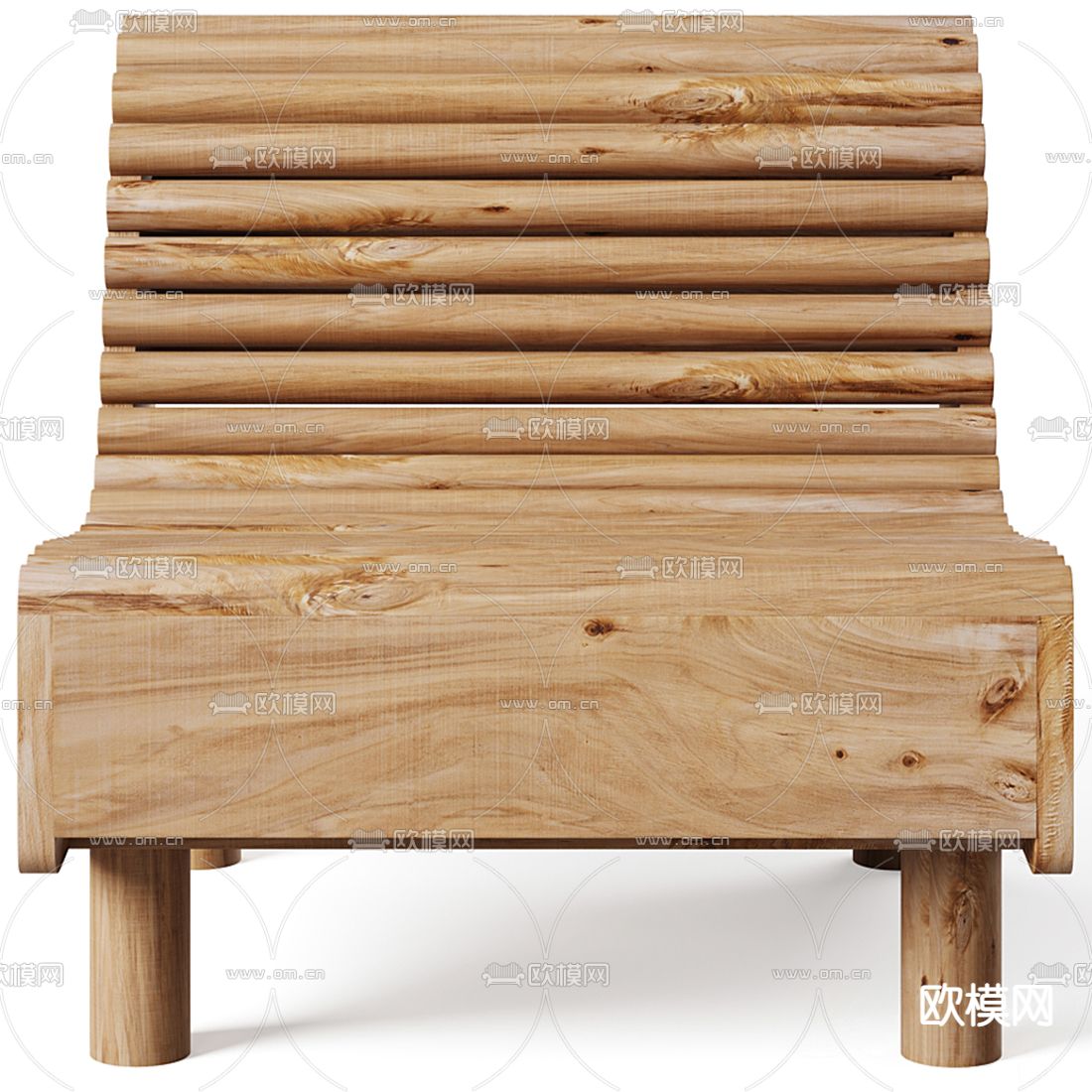北欧实木户外休闲椅3d模型下载（渲染图4）