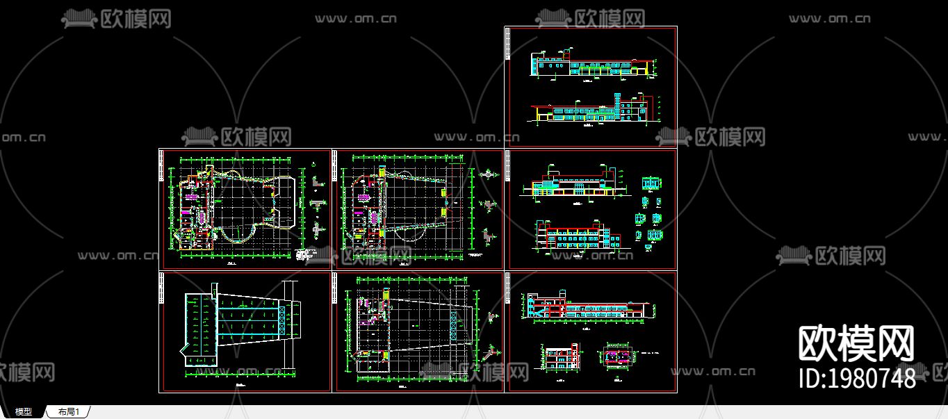 食堂平面布置设计图下载（渲染图1）