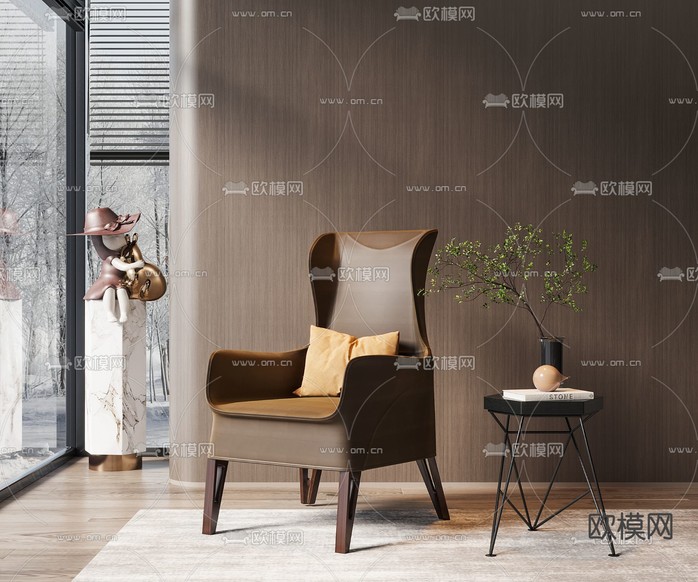 Giorgetti 现代皮革休闲椅3d模型下载