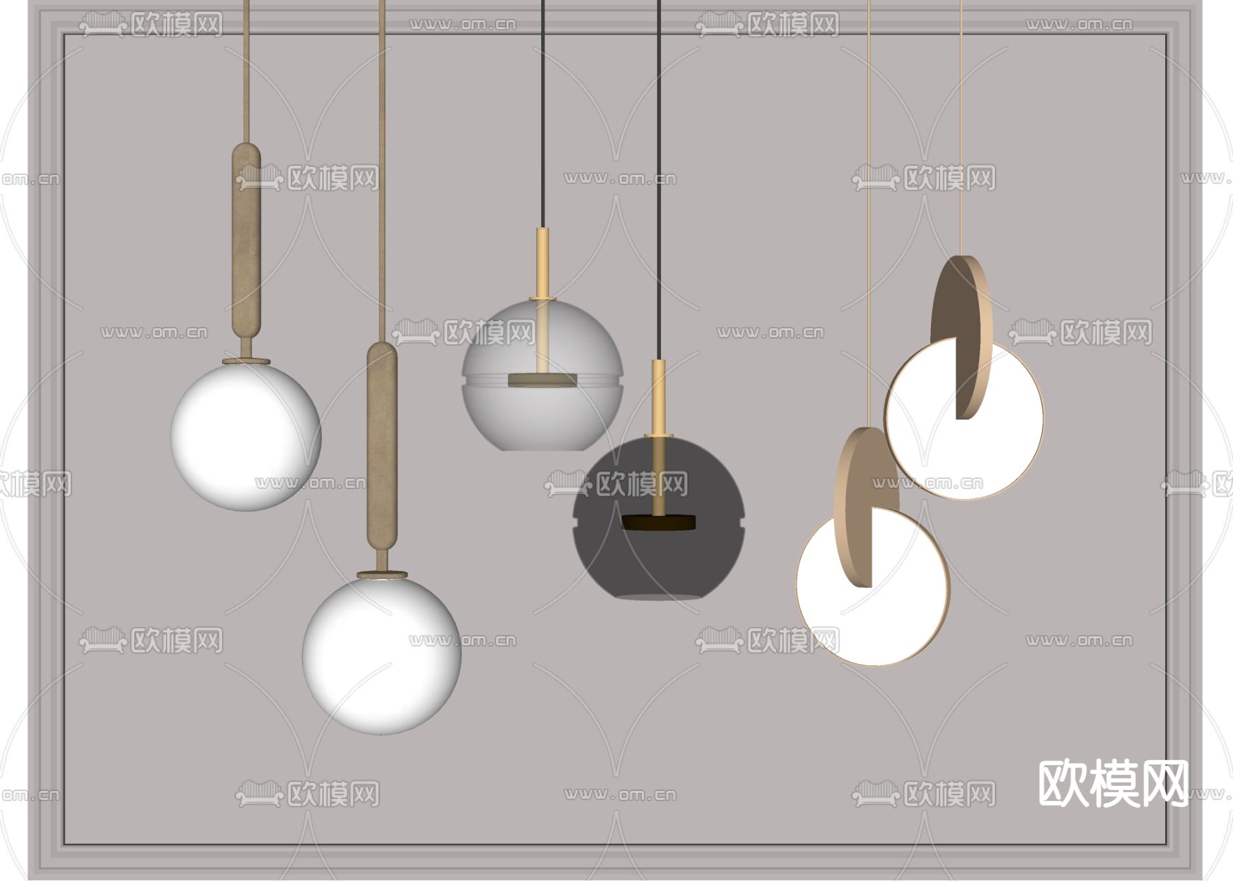 现代轻奢吊灯su模型下载（渲染图2）