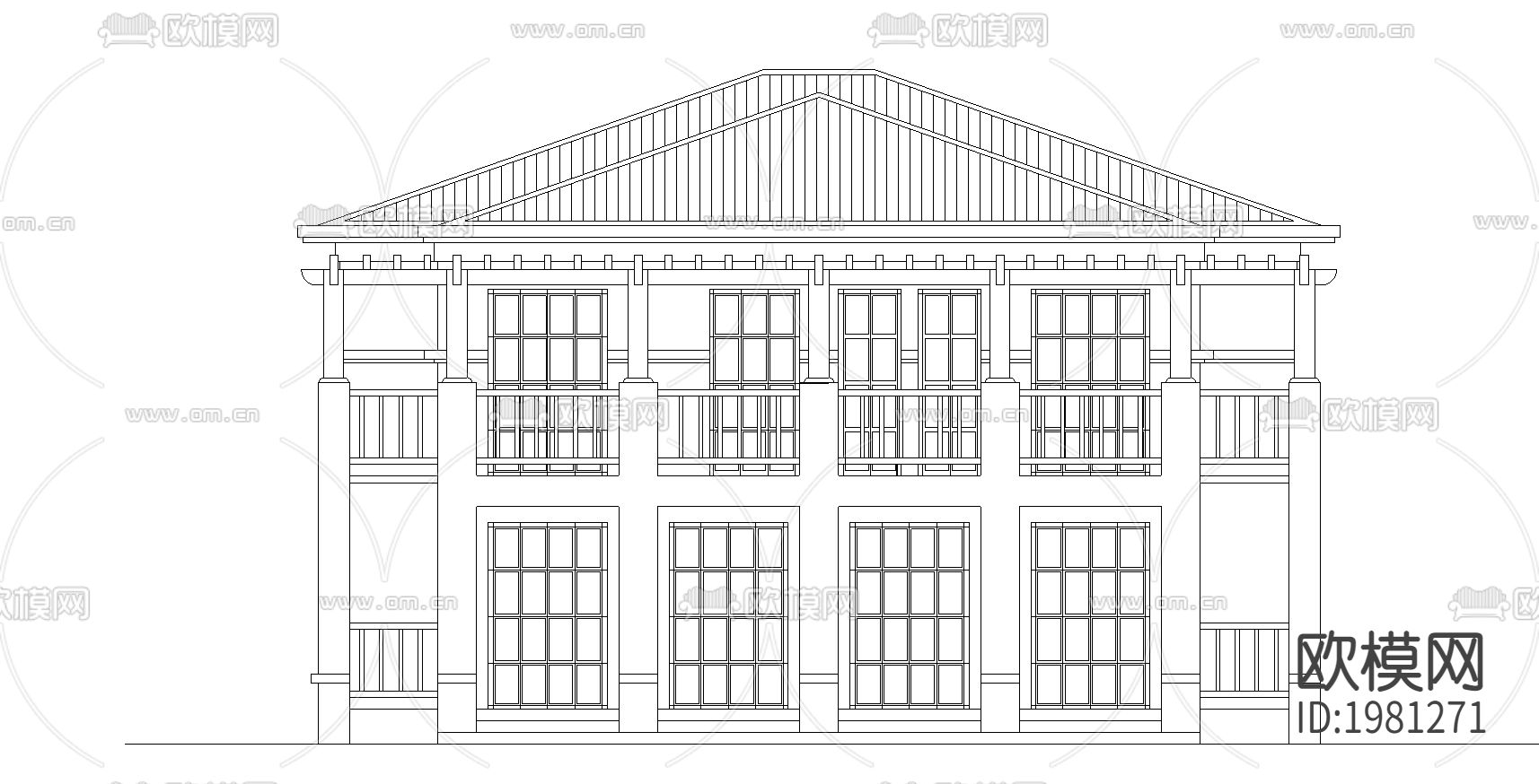 海南某地农村别墅施工图下载（渲染图3）