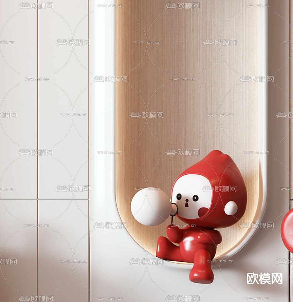 现代玩具熊潮玩雕塑3d模型下载（渲染图2）