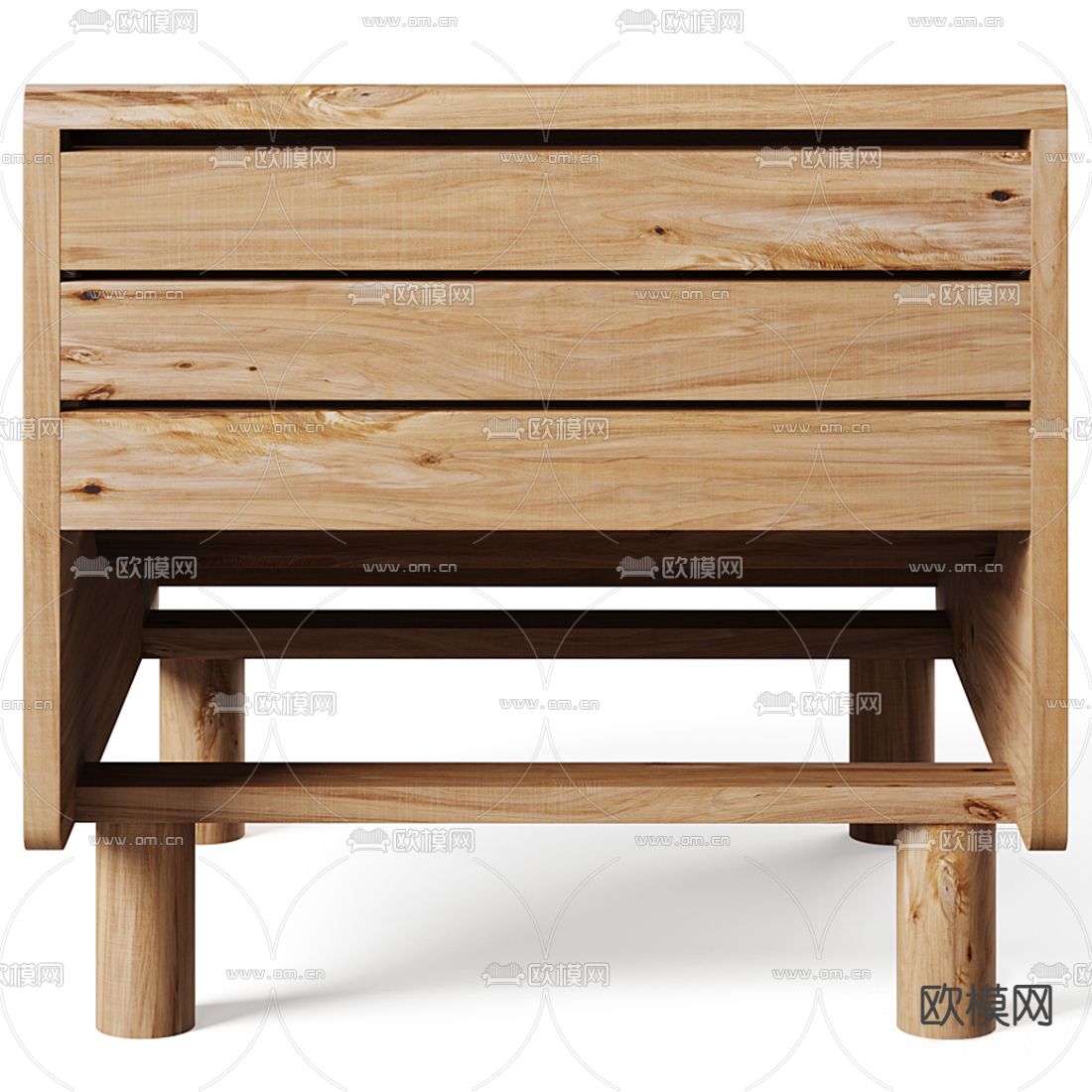 北欧实木户外休闲椅3d模型下载（渲染图2）