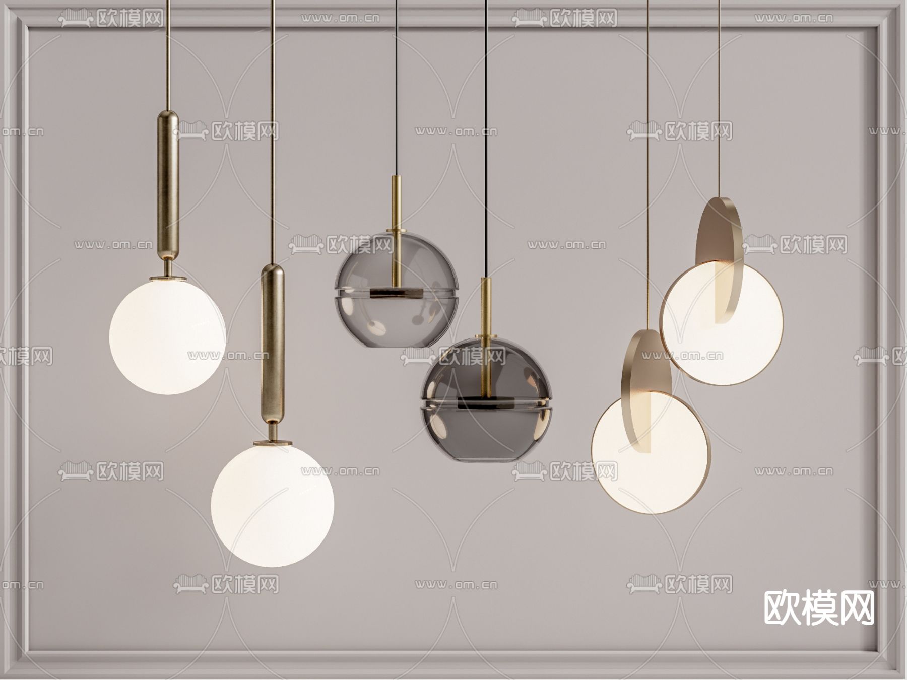 现代轻奢吊灯su模型下载（渲染图1）
