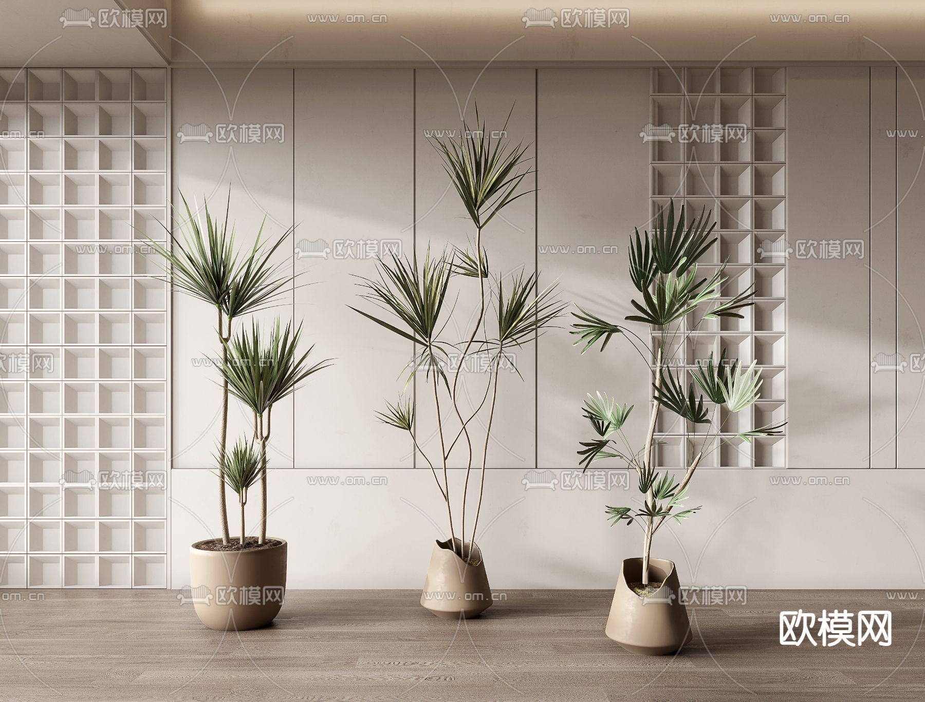 侘寂植物盆栽3d模型下载