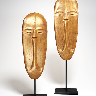 木雕人脸像摆件3d模型