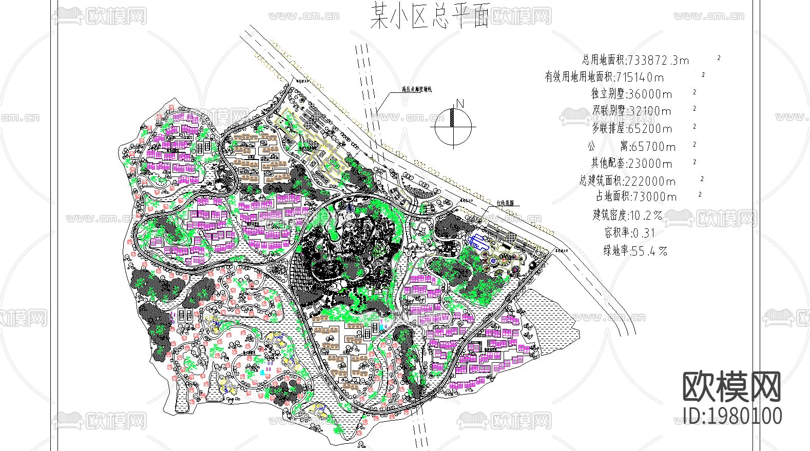 某别墅区总平面cad施工图下载（渲染图2）