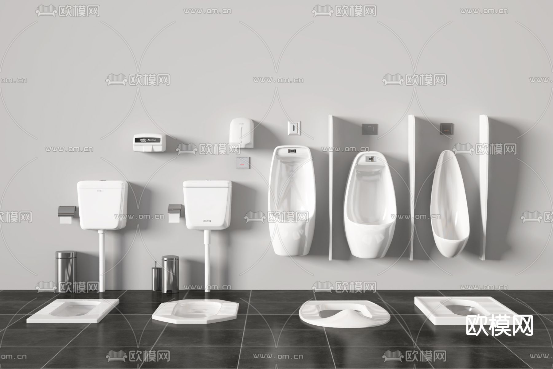 现代小便池蹲便池3d模型下载