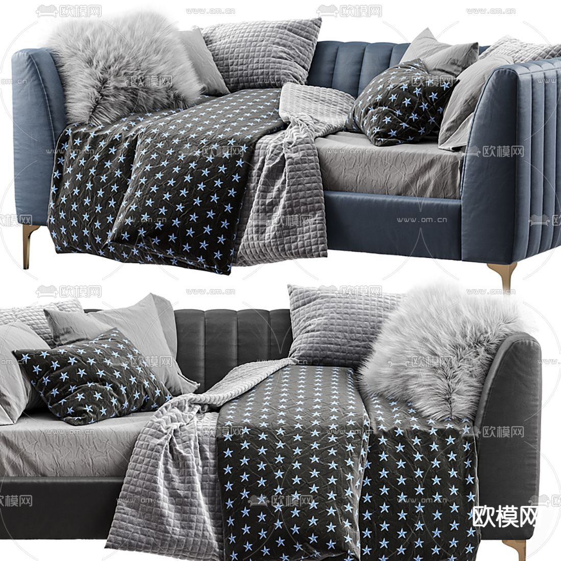 现代布艺沙发床3d模型下载（渲染图4）