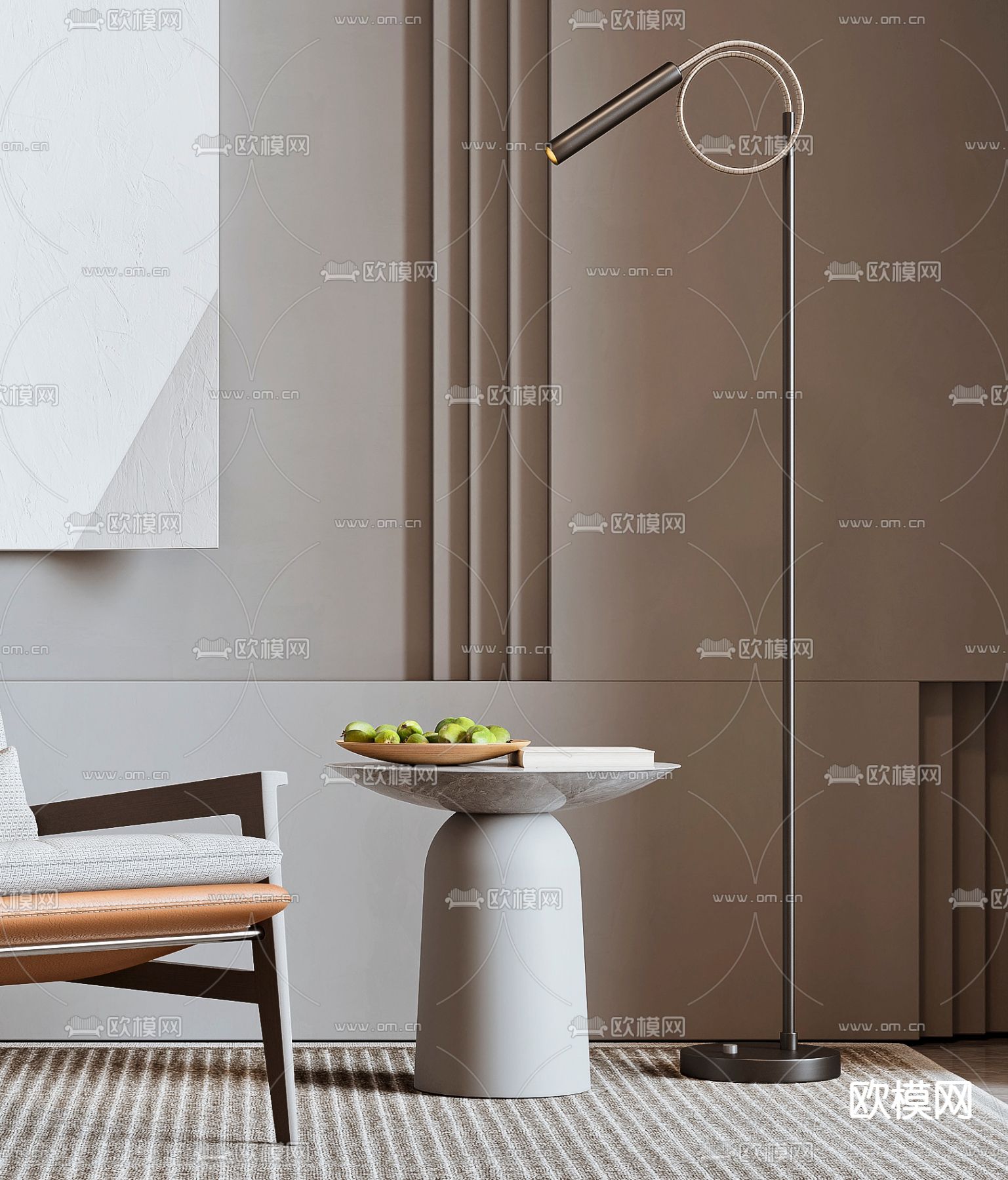 现代布艺休闲椅3d模型下载（渲染图3）