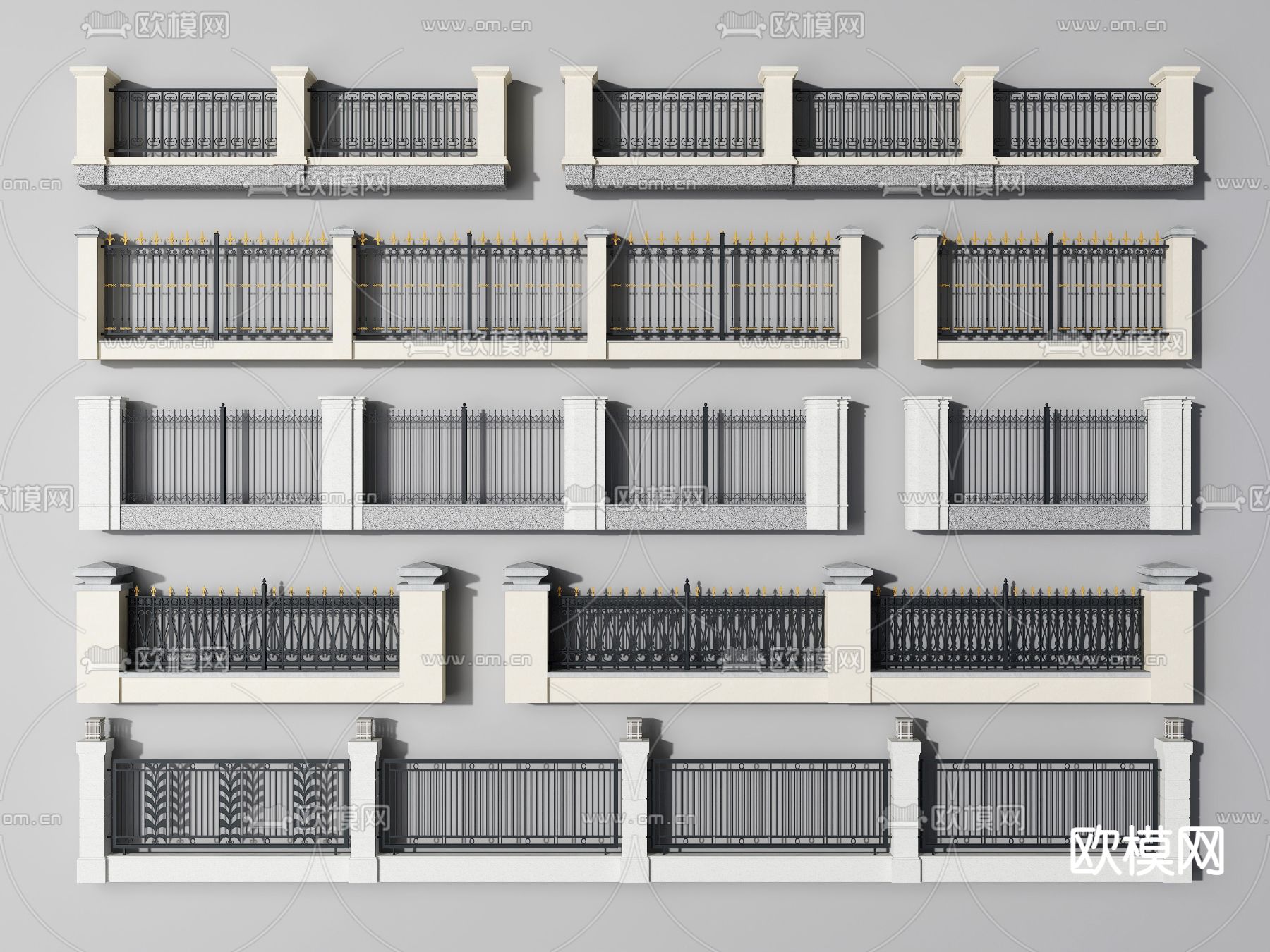 现代围栏围墙护栏3d模型