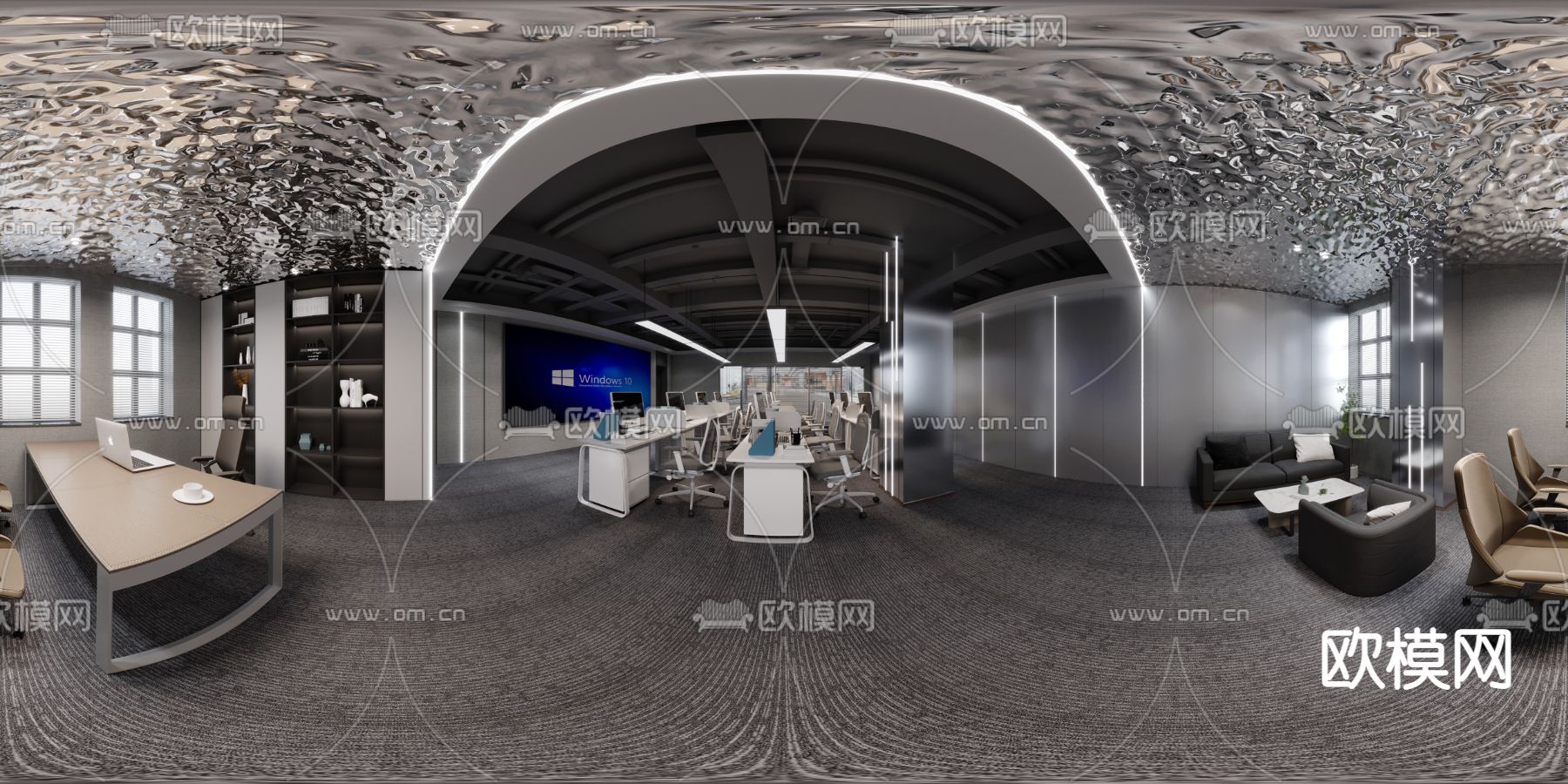现代敞开式办公室cr全景3d模型下载_ID11826592_3dmax免费模型-欧模网