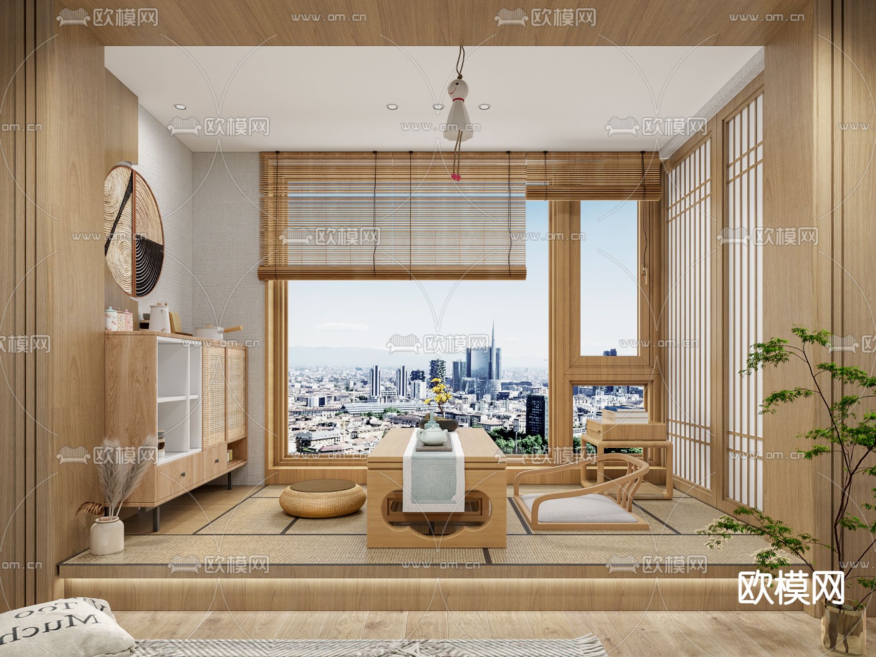日式榻榻米茶室3d模型下载（渲染图1）