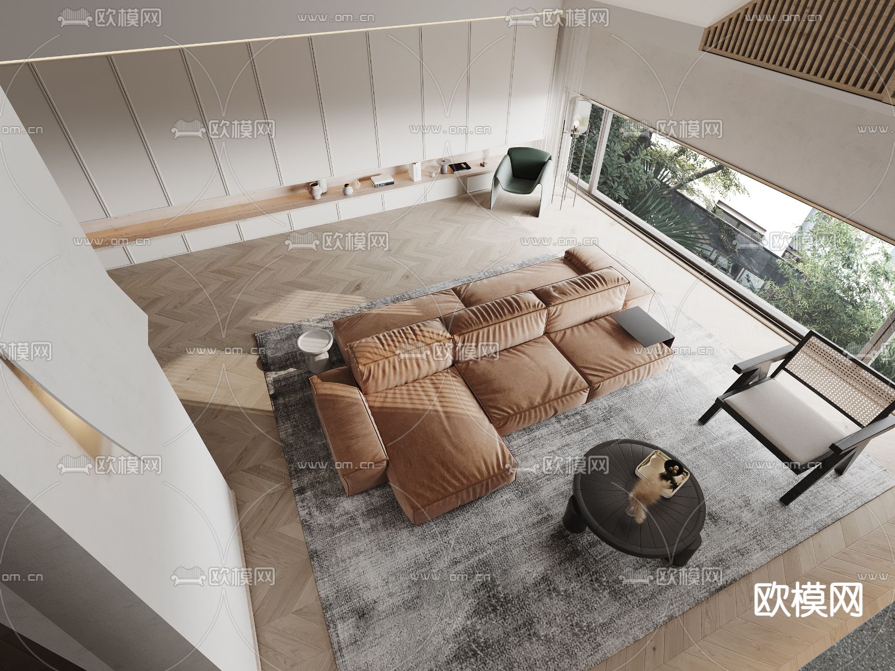 现代别墅阁楼休闲区3d模型下载（渲染图2）