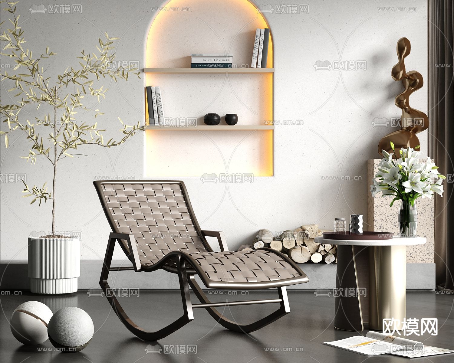 现代休闲躺椅3d模型下载