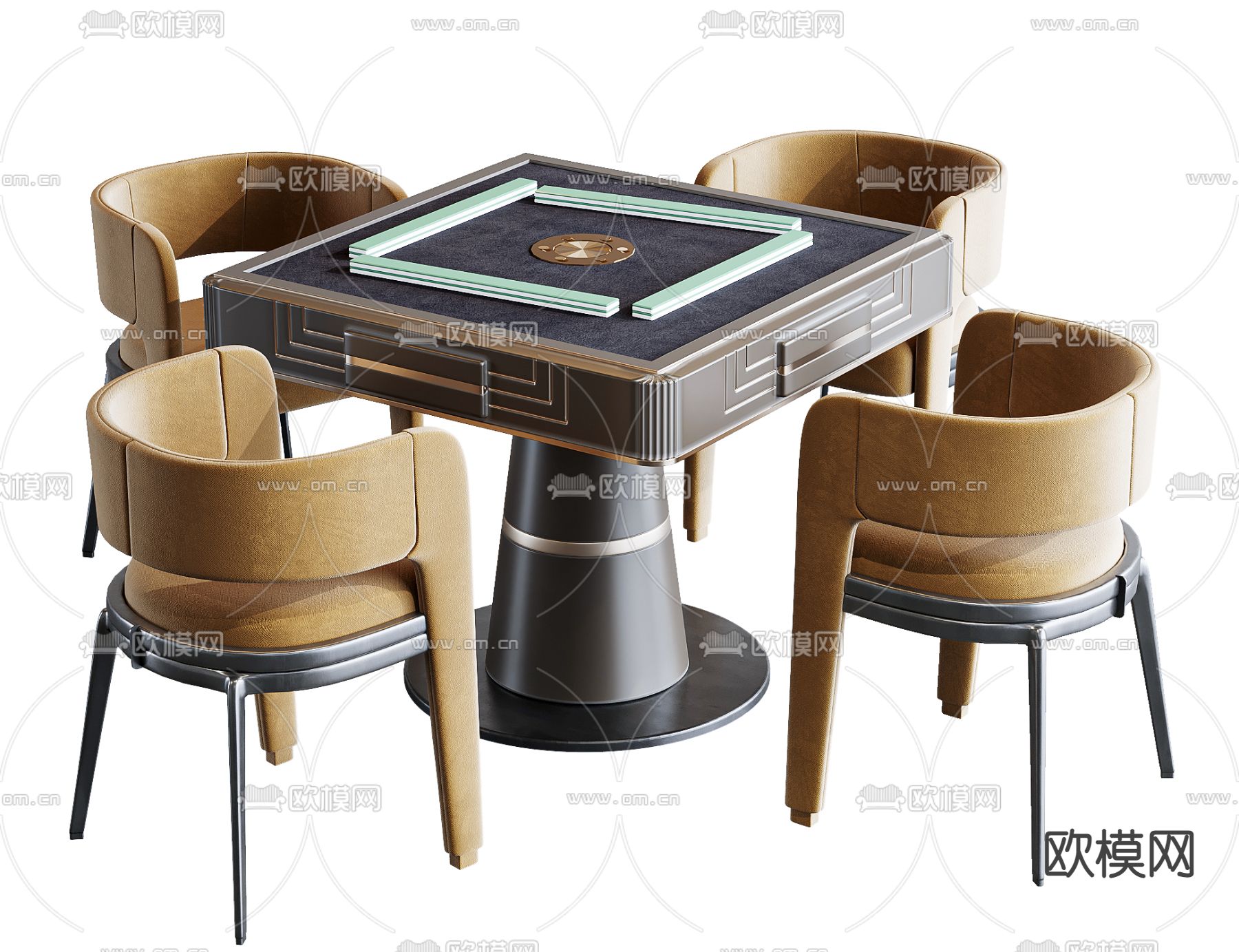 现代麻将桌椅su模型下载（渲染图1）