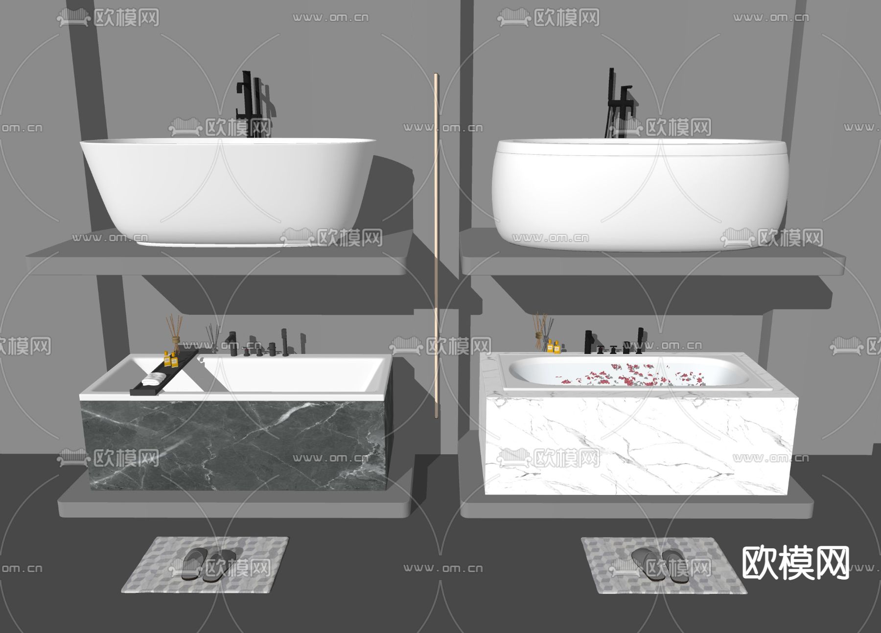 现代浴缸su模型下载（渲染图2）