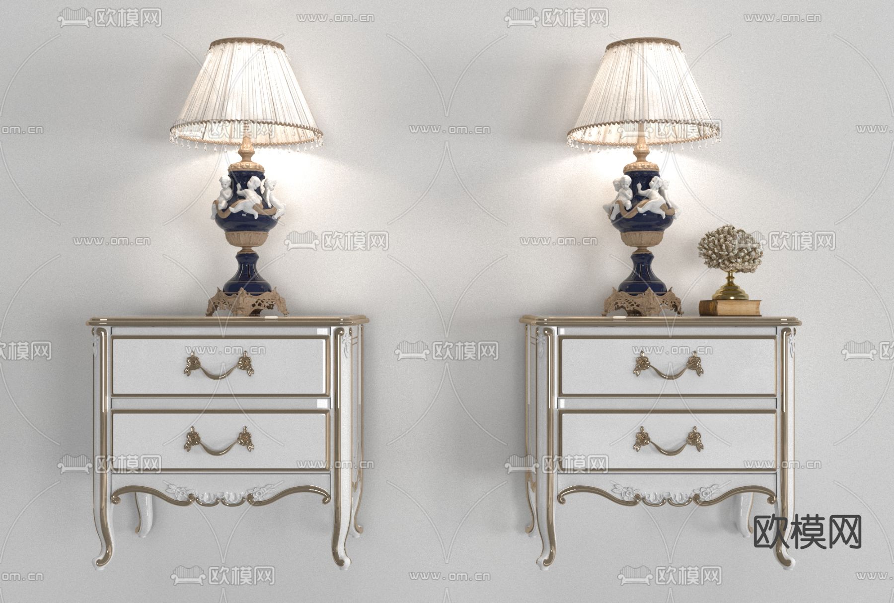 欧式床头柜免费3d模型下载