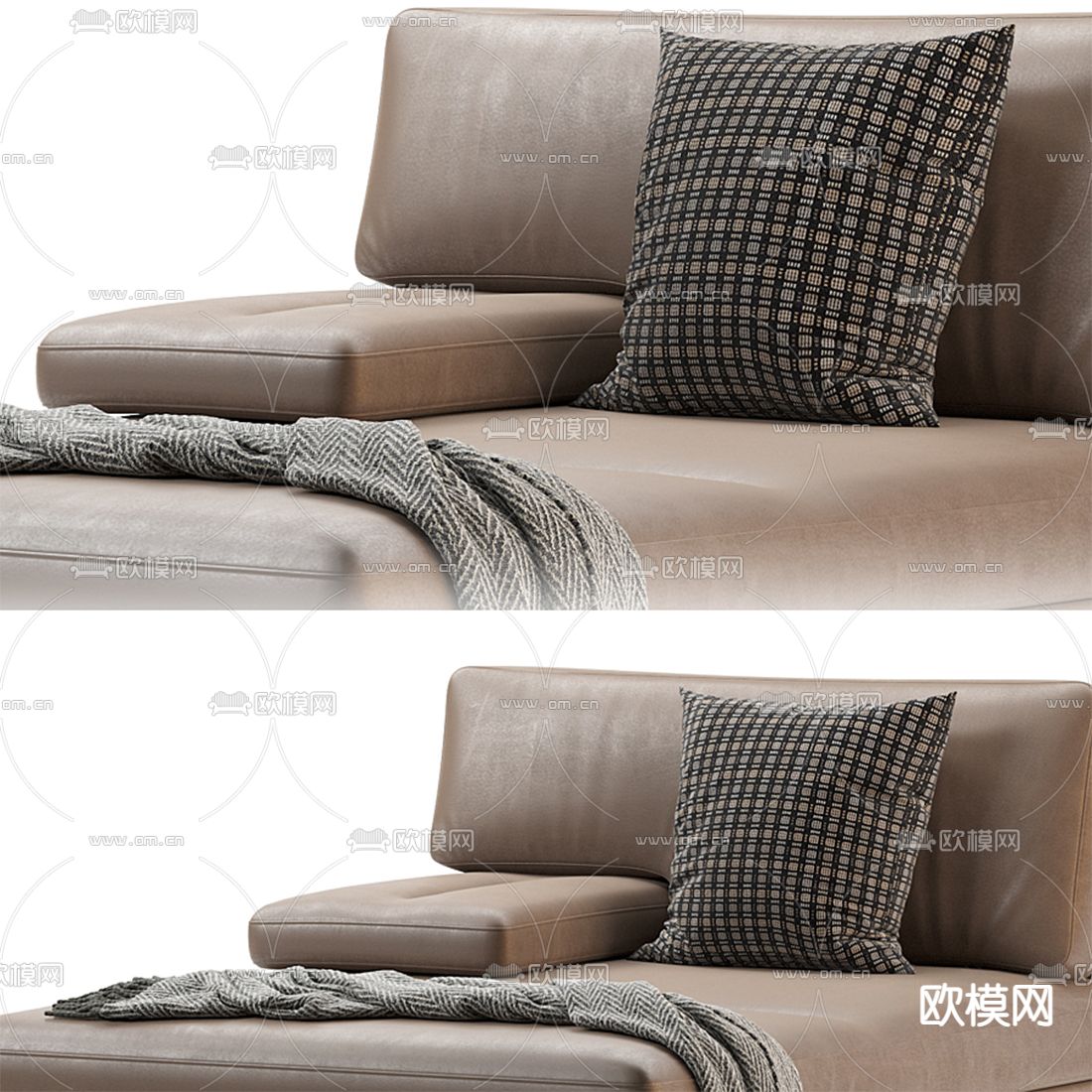 现代皮革贵妃椅3d模型下载（渲染图5）