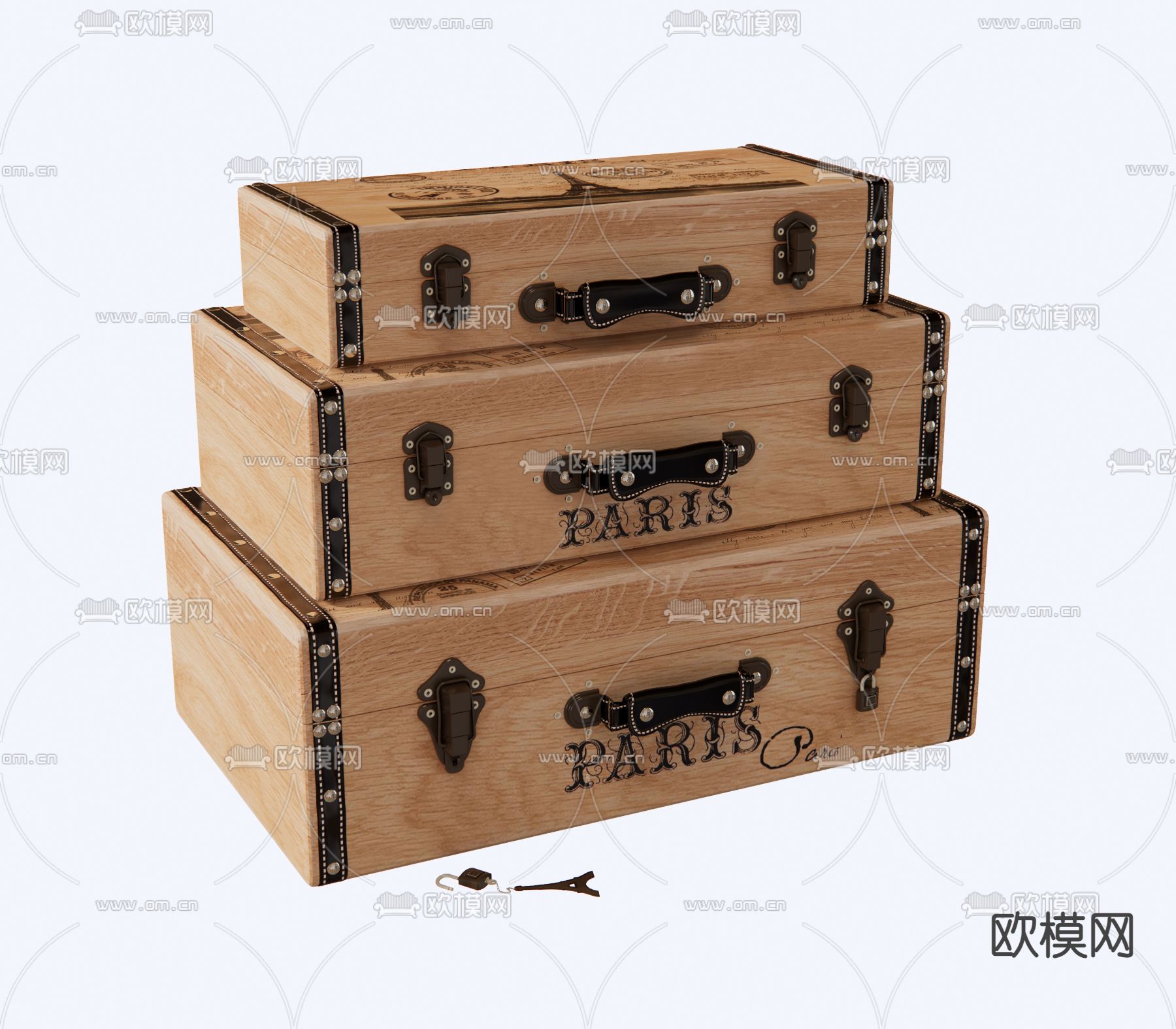 欧式复古手提箱包su模型下载（渲染图1）