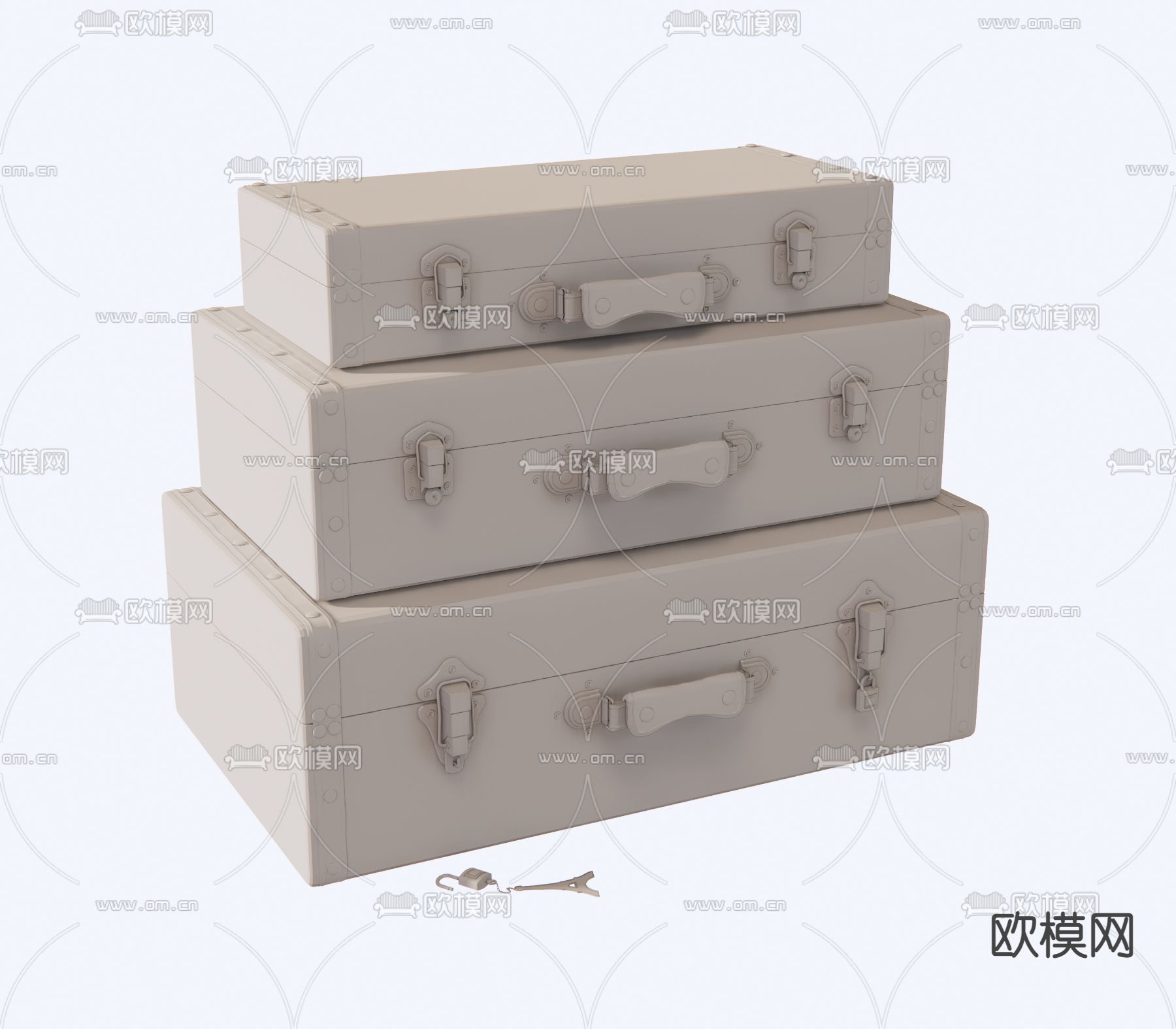 欧式复古手提箱包su模型下载（渲染图2）
