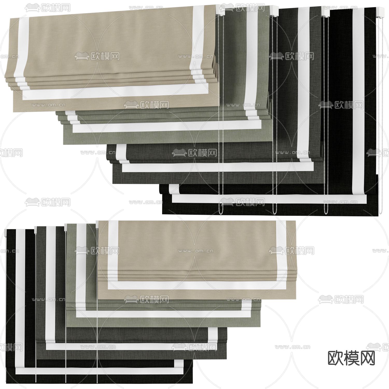 北欧布艺卷帘窗帘3d模型下载