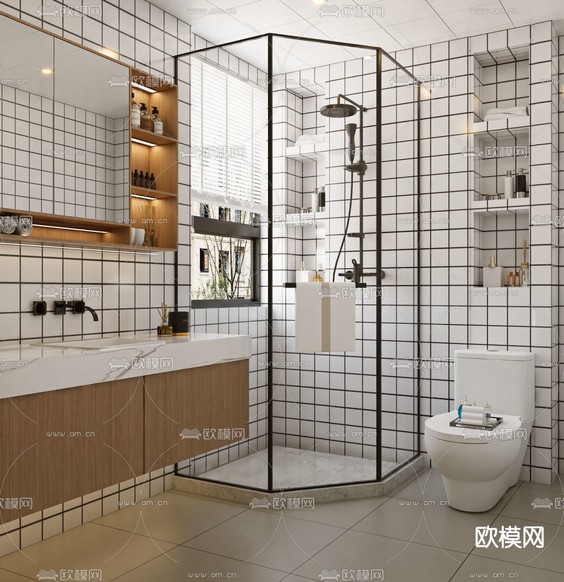 北欧卫生间浴室3d模型下载